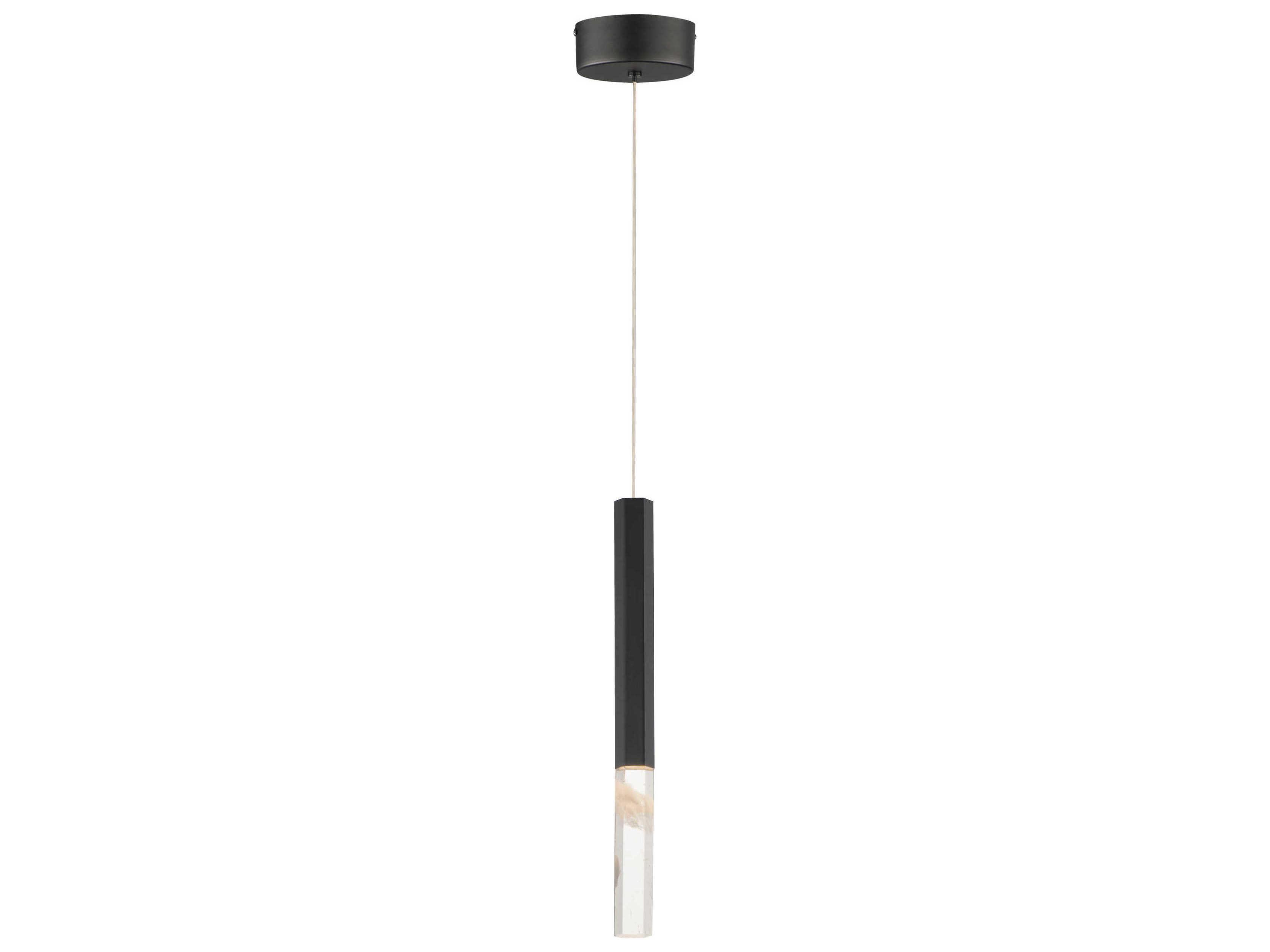 ET2 1-Light Black Crystal LED Cylinder Linear Mini Pendant