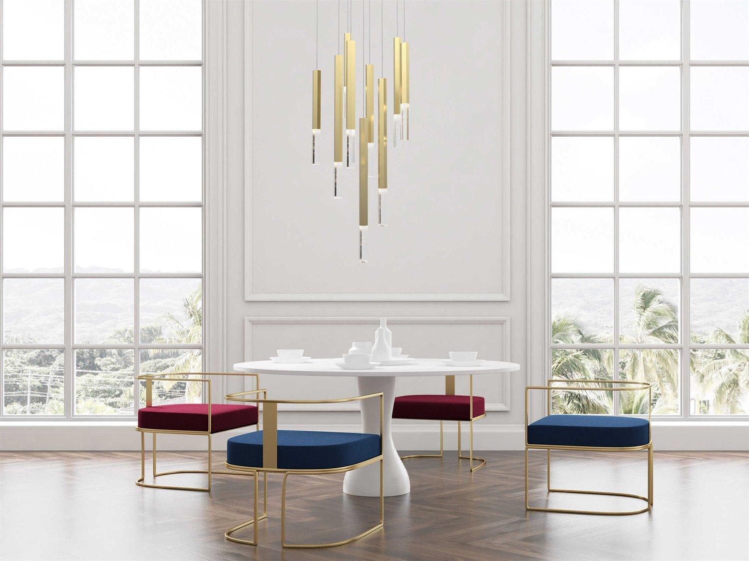 ET2 Diaphane 9-Light Gold Crystal LED Cylinder Linear Pendant