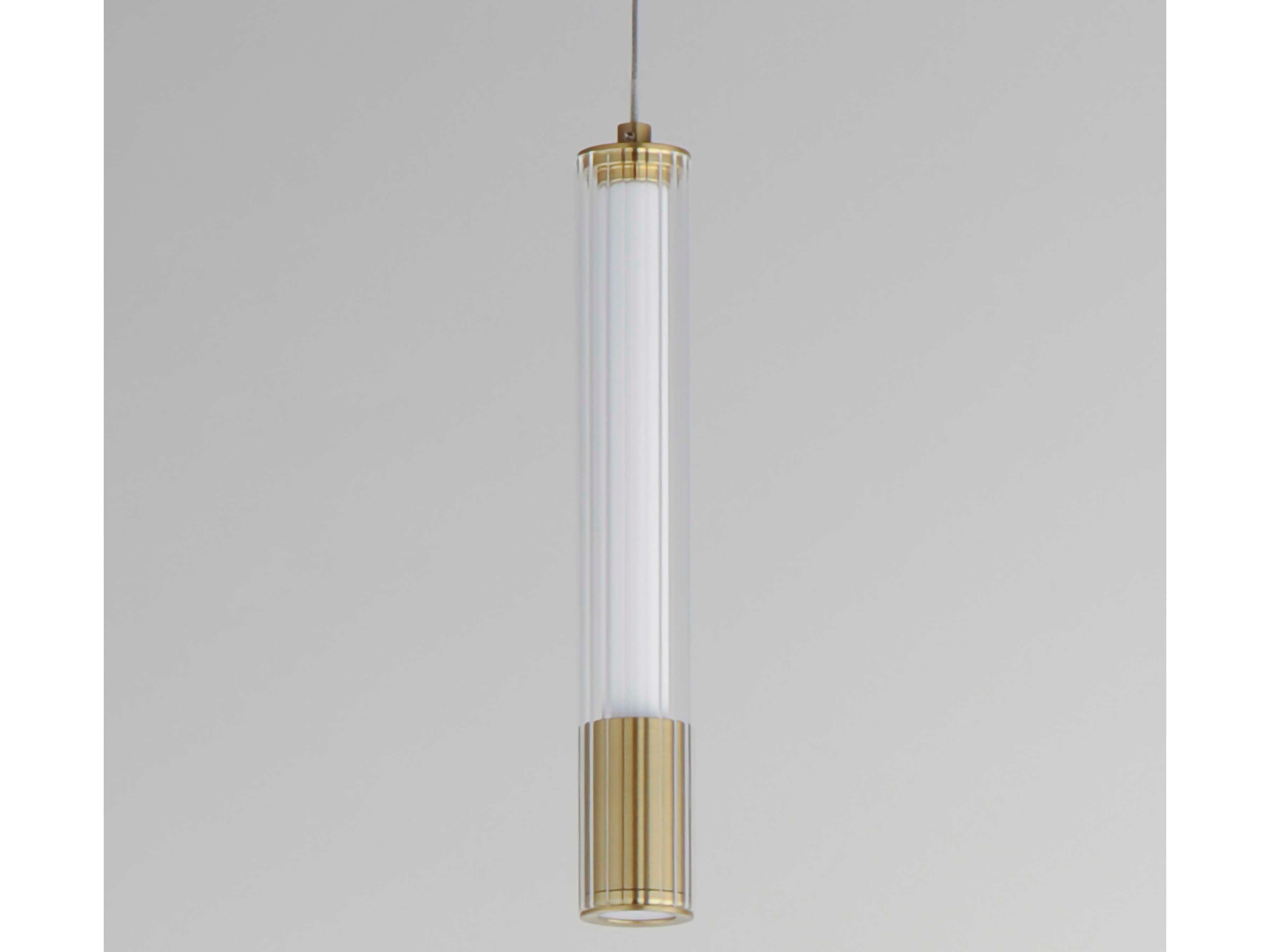 ET2 1-Light Natural Aged Brass Glass LED Linear Mini Pendant