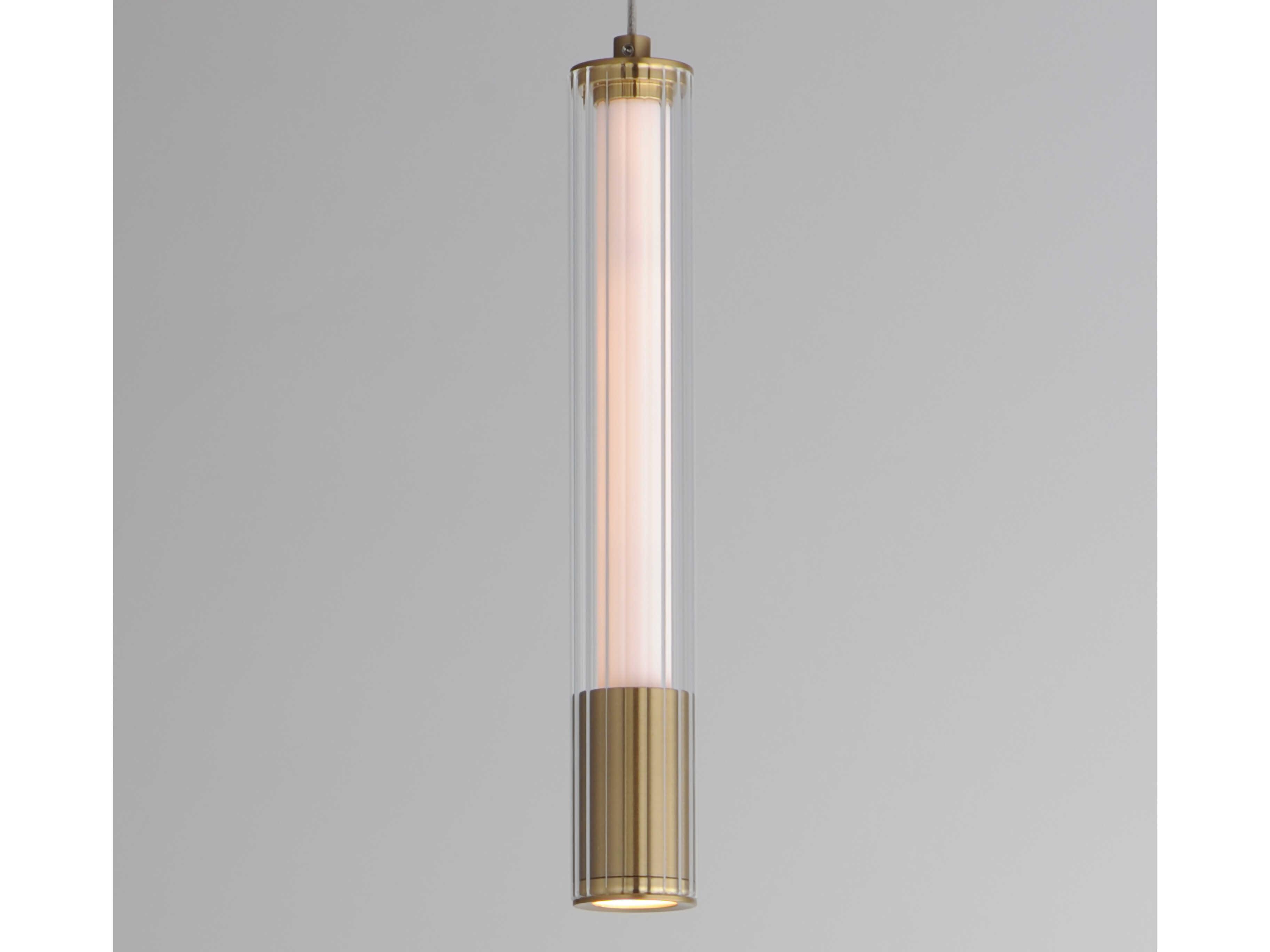 ET2 1-Light Natural Aged Brass Glass LED Linear Mini Pendant