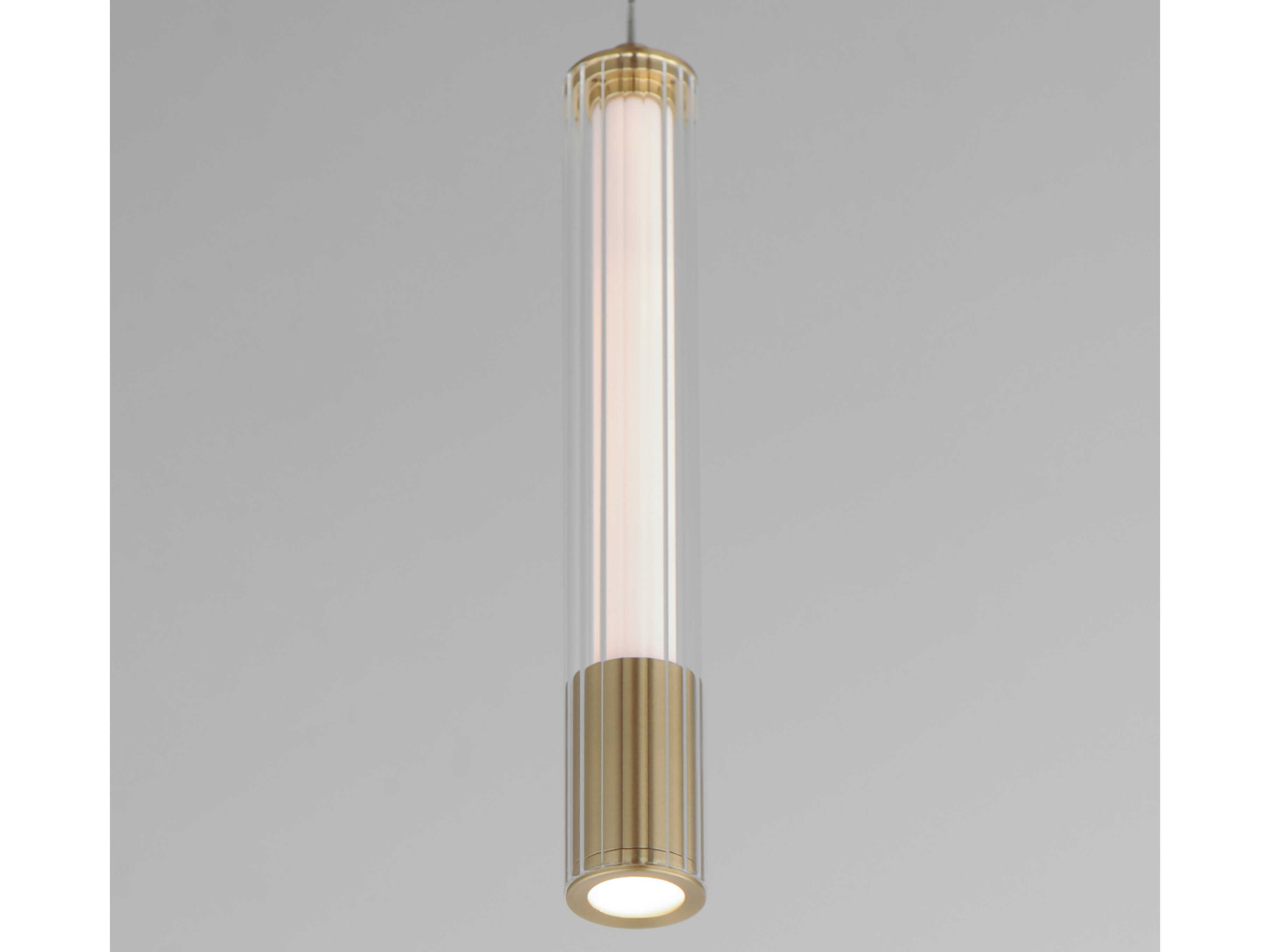 ET2 1-Light Natural Aged Brass Glass LED Linear Mini Pendant