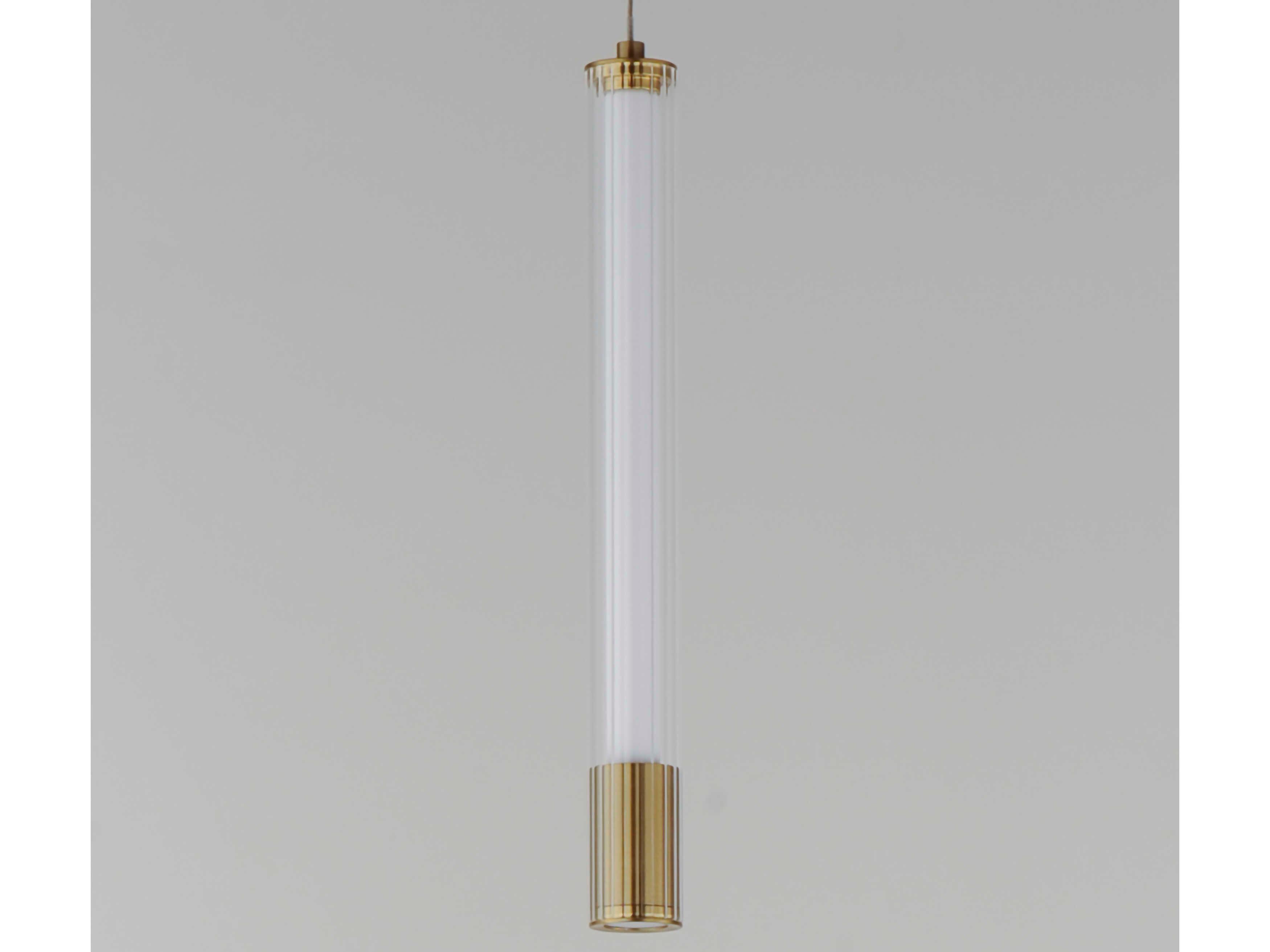 ET2 1-Light Natural Aged Brass Glass LED Linear Mini Pendant