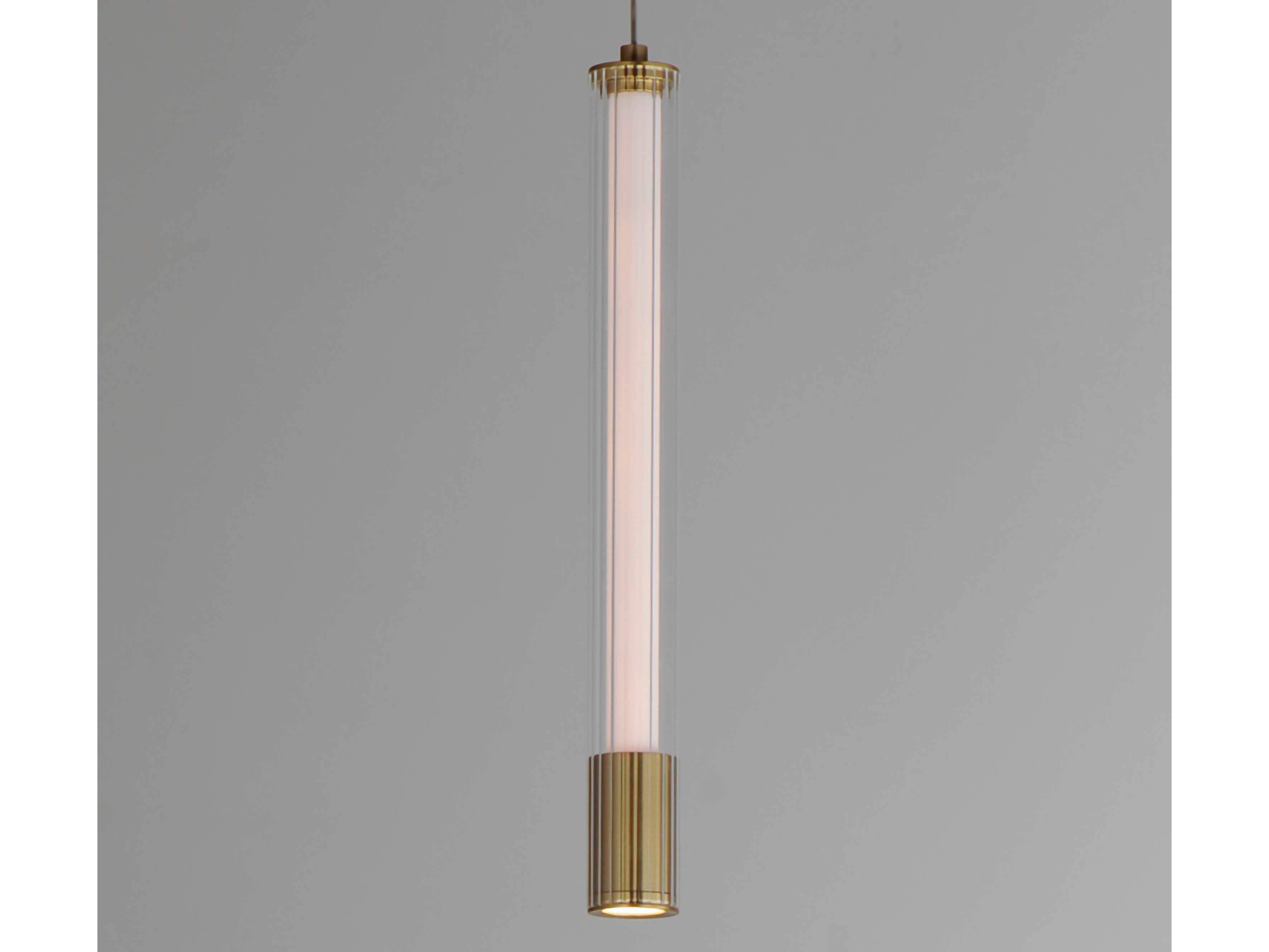 ET2 1-Light Natural Aged Brass Glass LED Linear Mini Pendant