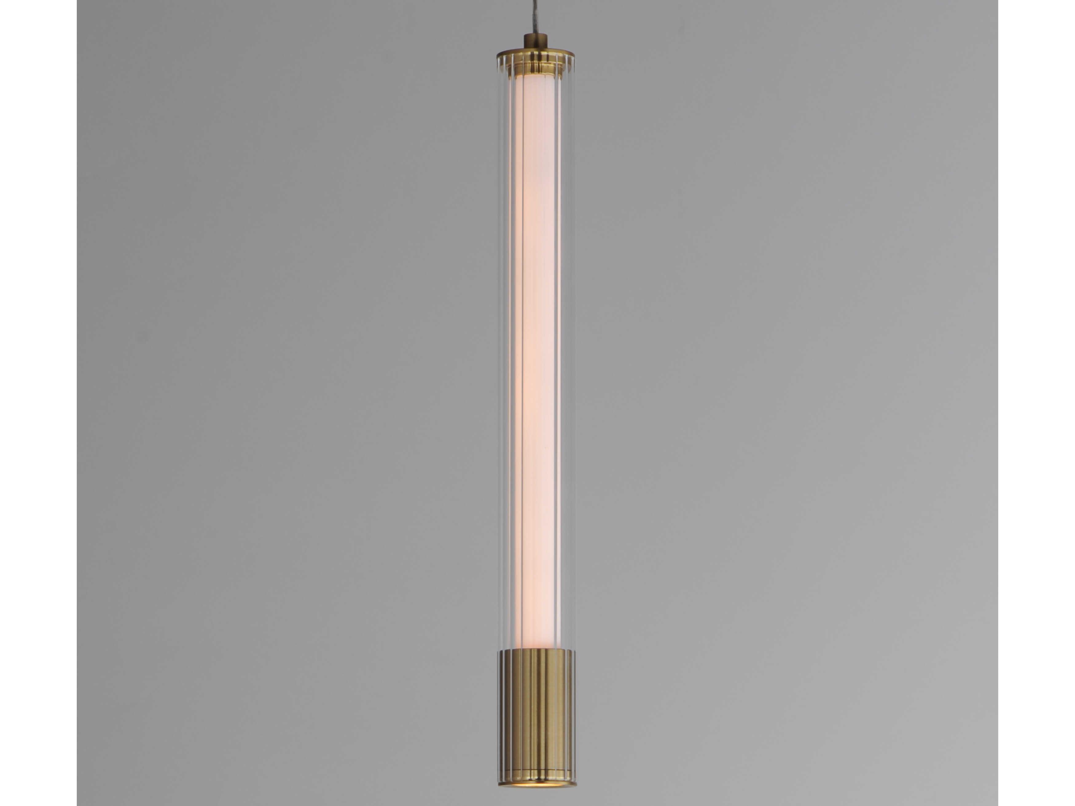 ET2 1-Light Natural Aged Brass Glass LED Linear Mini Pendant