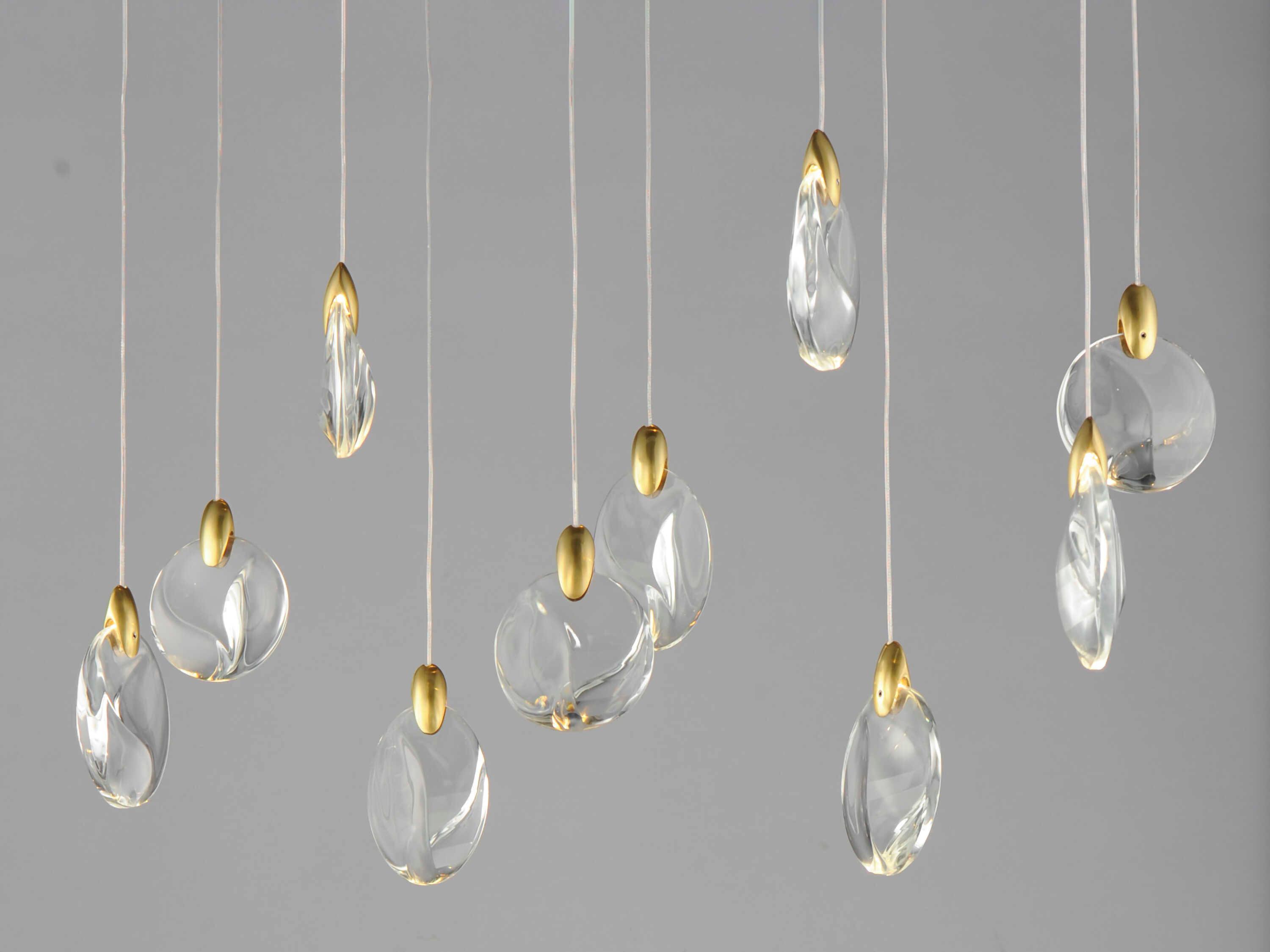 ET2 Pebble 13-Light Black Polished Gold Island Pendant