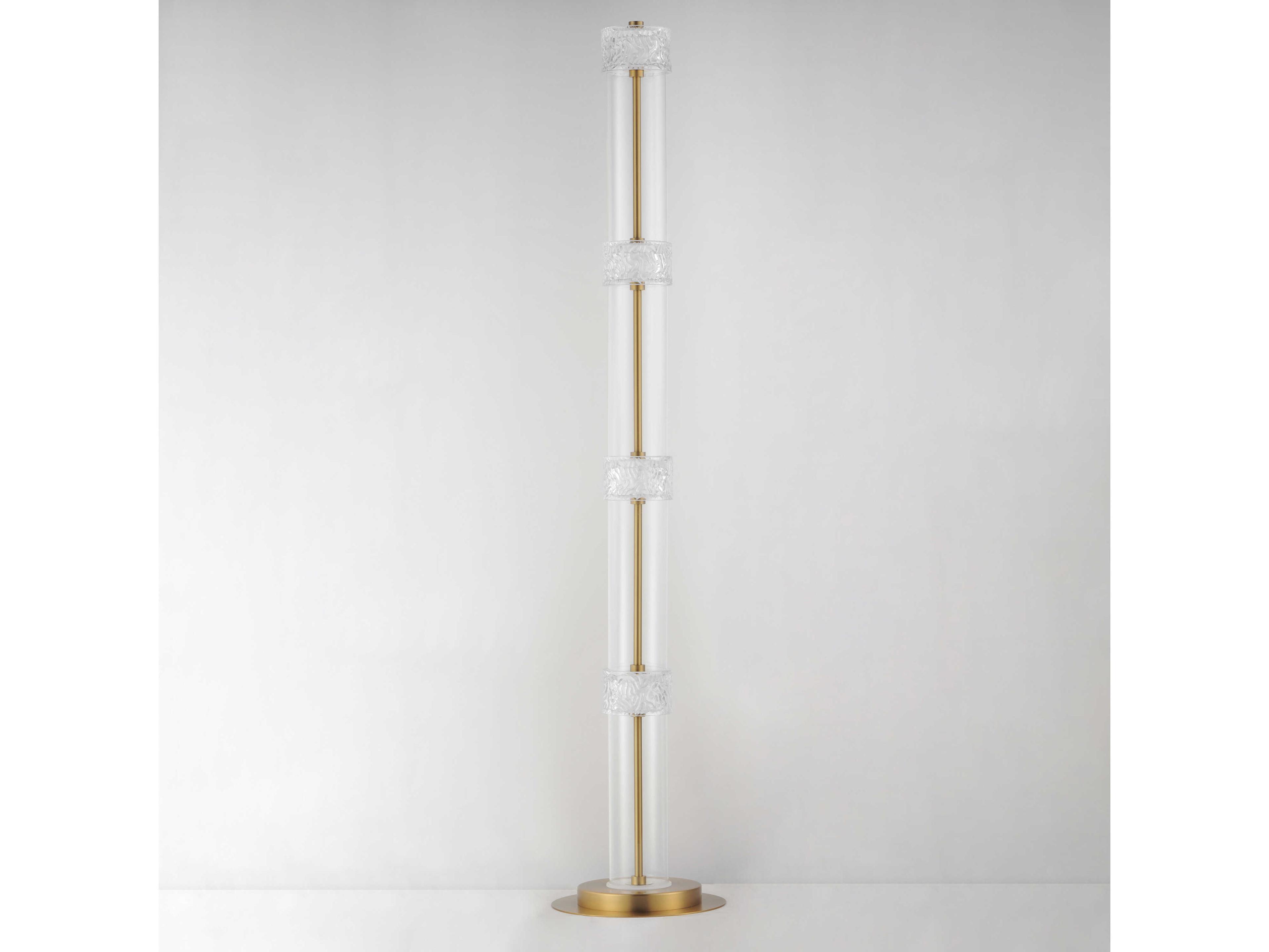ET2 Elysian Natural Aged Brass Ripple Glass Floor Lamp