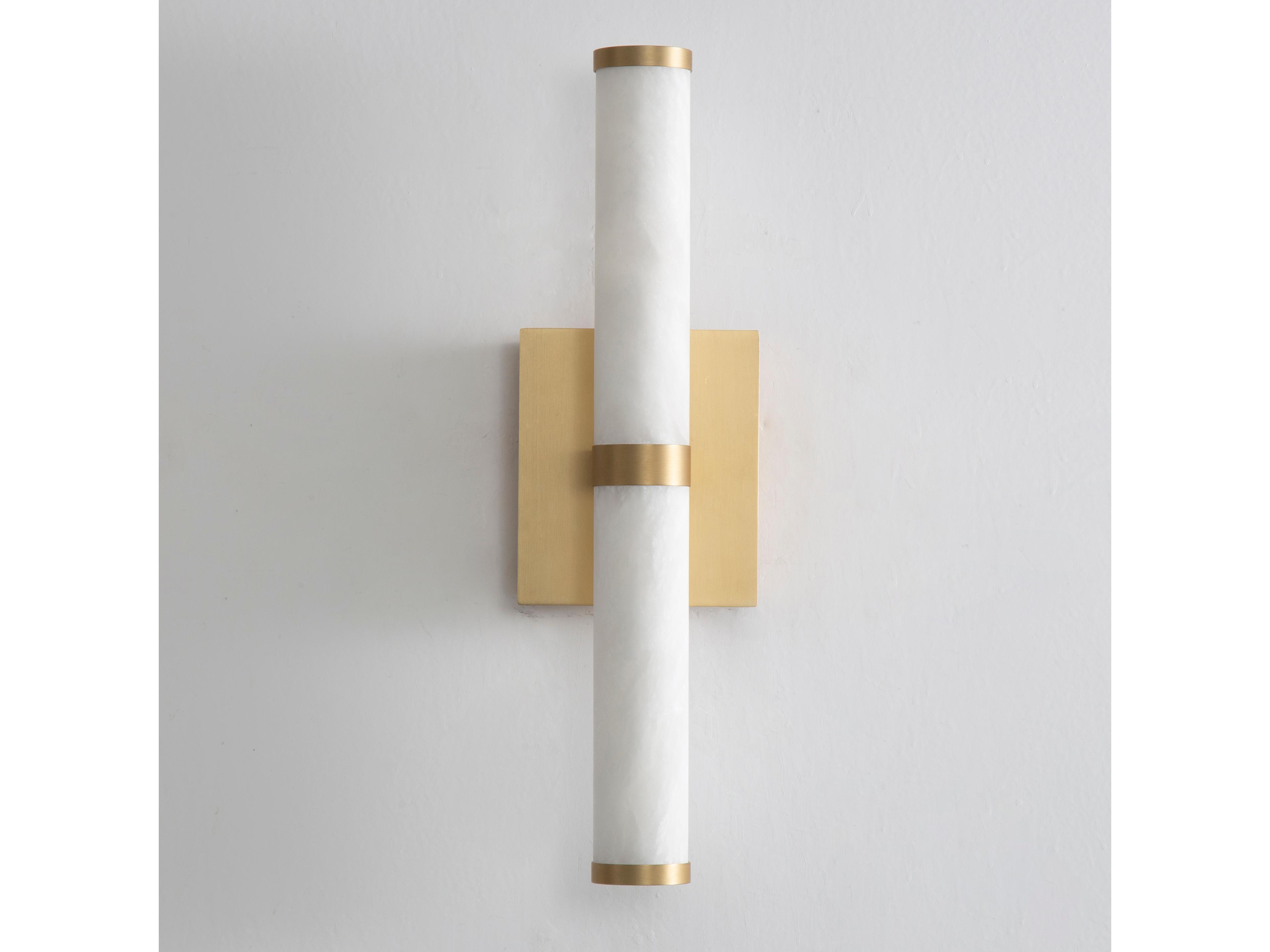 ET2 Aragon 2-Light White Alabaster Gold Wall Sconce