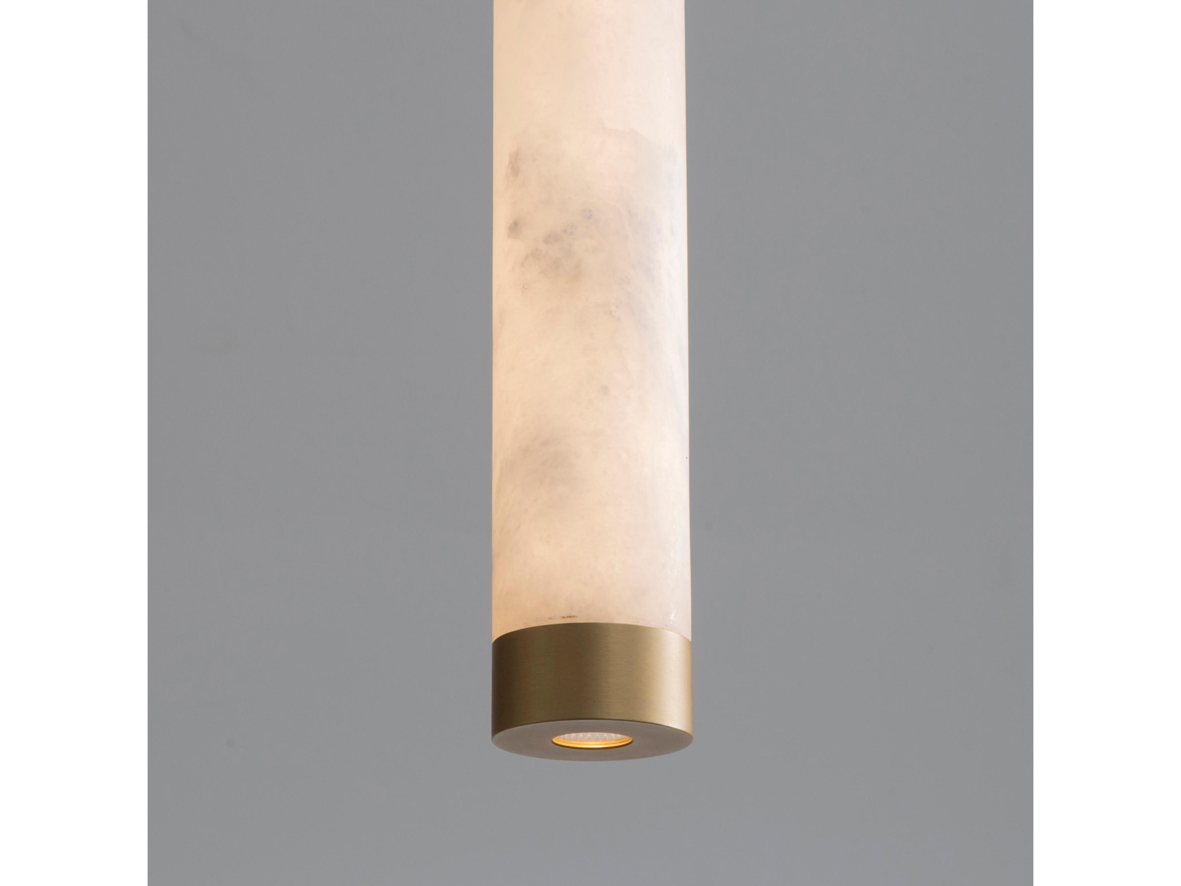 ET2 Aragon 1-Light White Alabaster Gold Cylinder Mini Pendant