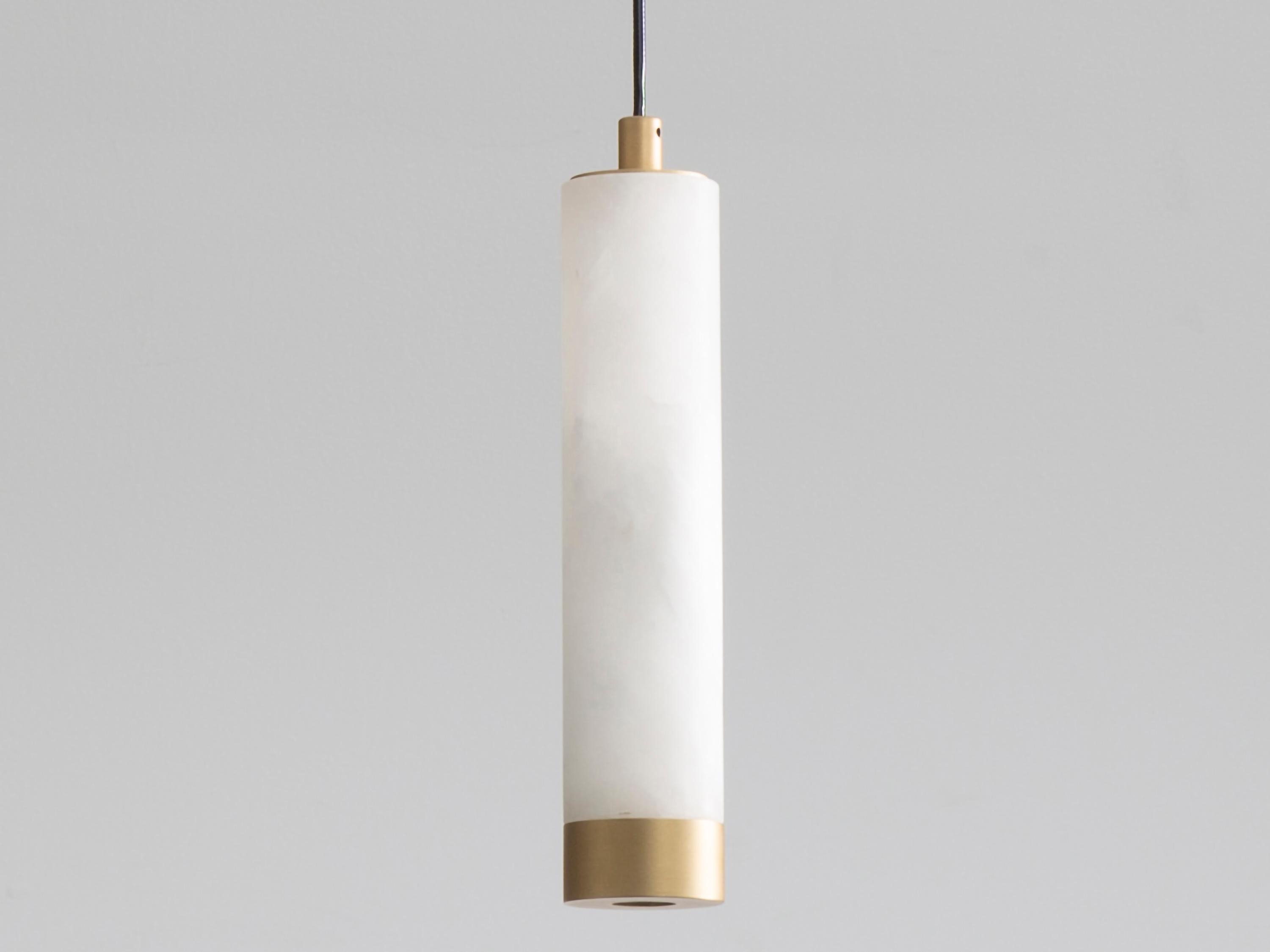 ET2 Aragon 1-Light White Alabaster Gold Cylinder Mini Pendant