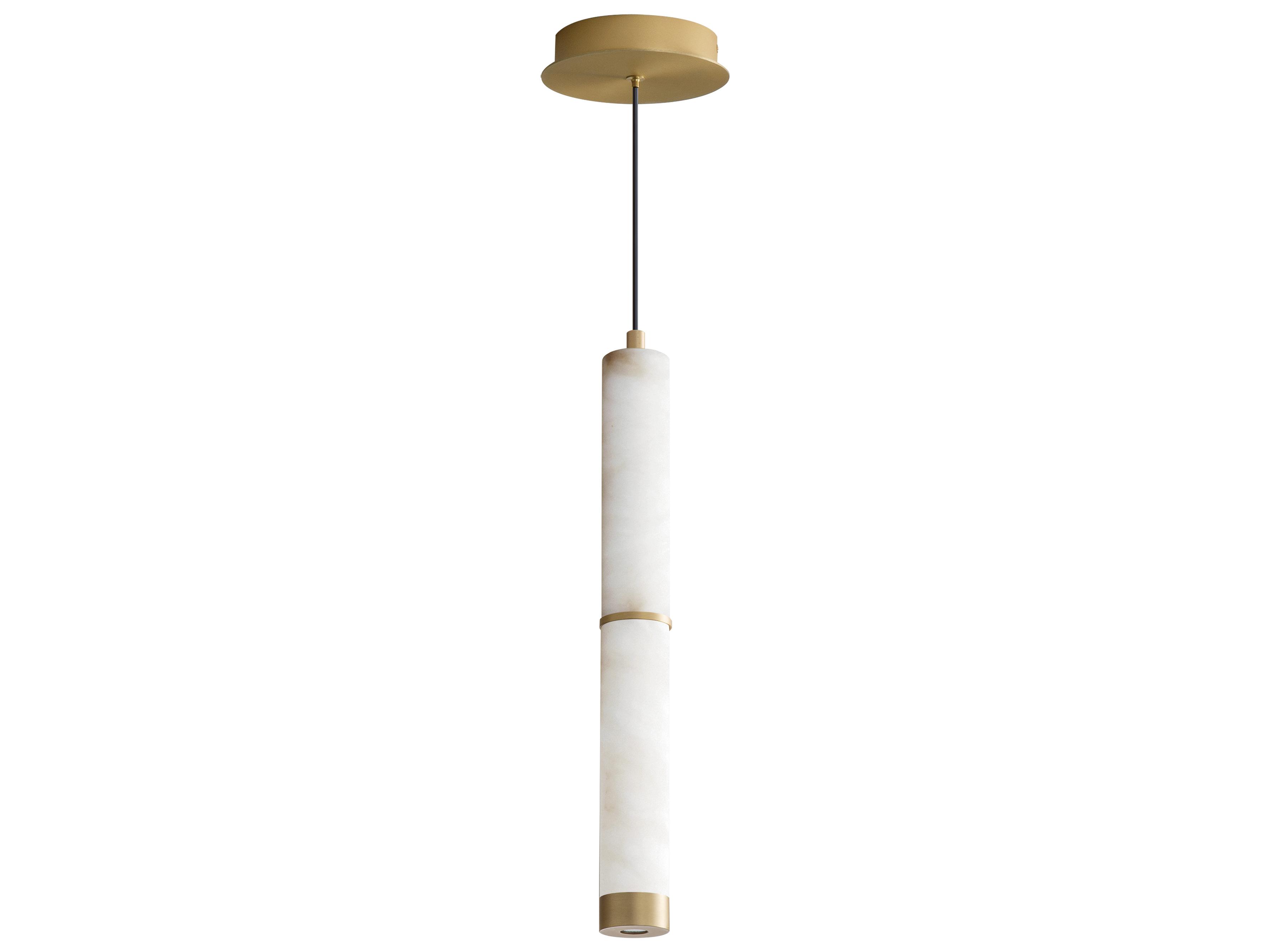 ET2 Aragon 2-Light White Alabaster Gold Cylinder Mini Pendant
