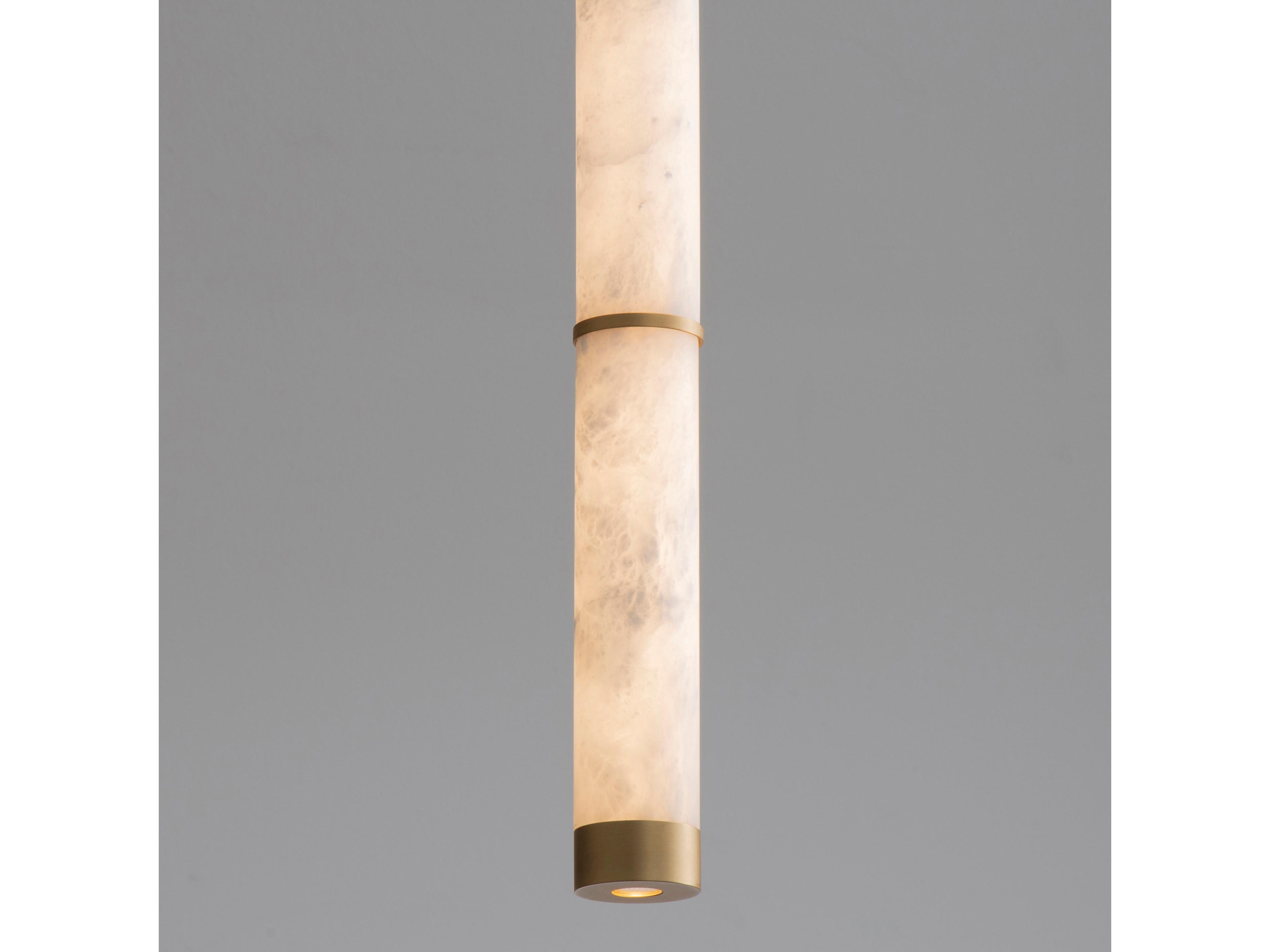 ET2 Aragon 2-Light White Alabaster Gold Cylinder Mini Pendant