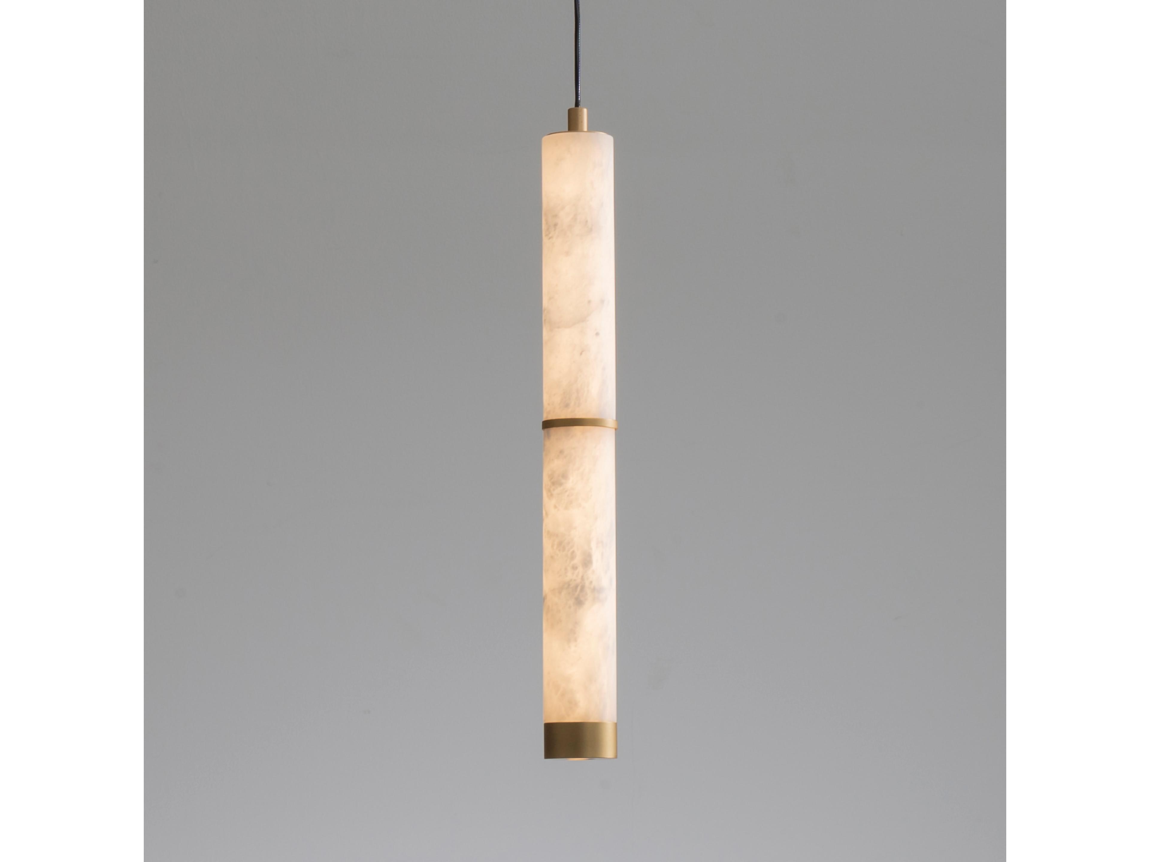 ET2 Aragon 2-Light White Alabaster Gold Cylinder Mini Pendant