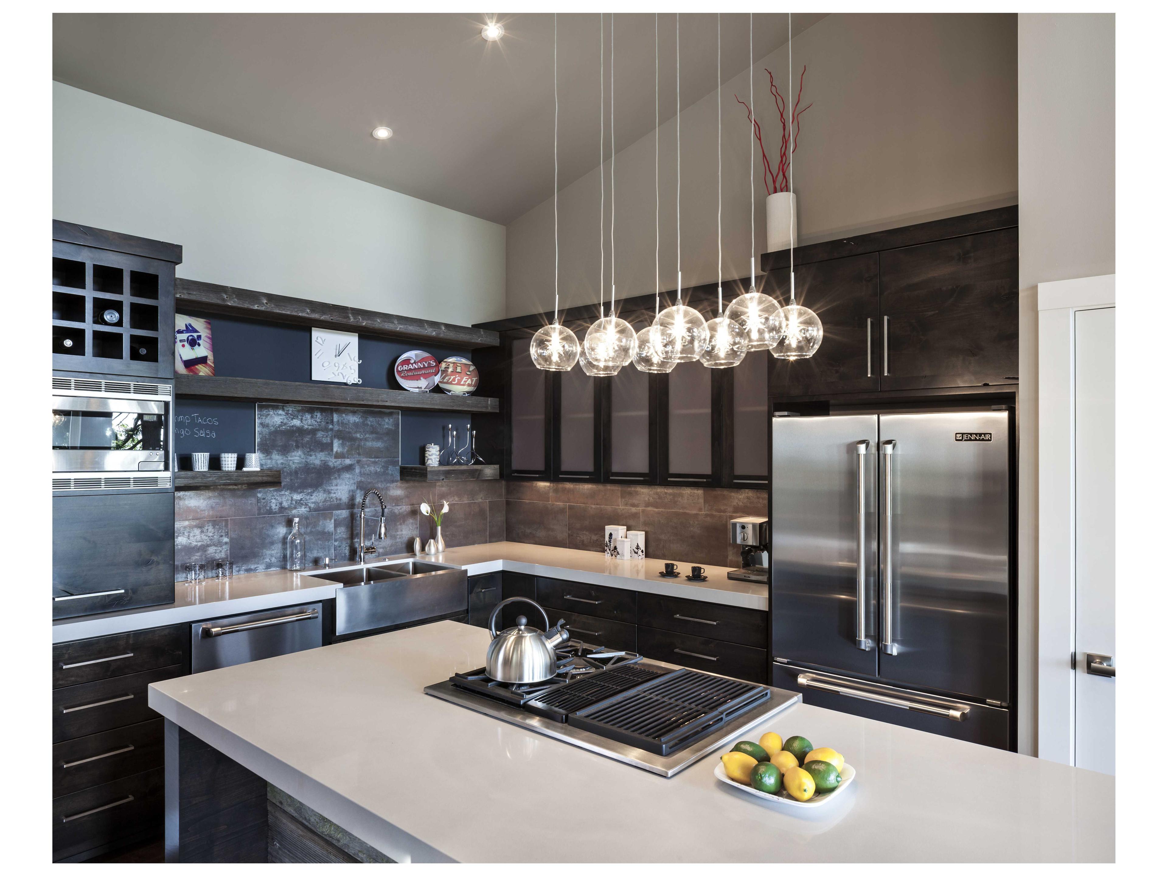 ET2 Starburst 8-Light Satin Nickel Polished Chrome Island Pendant