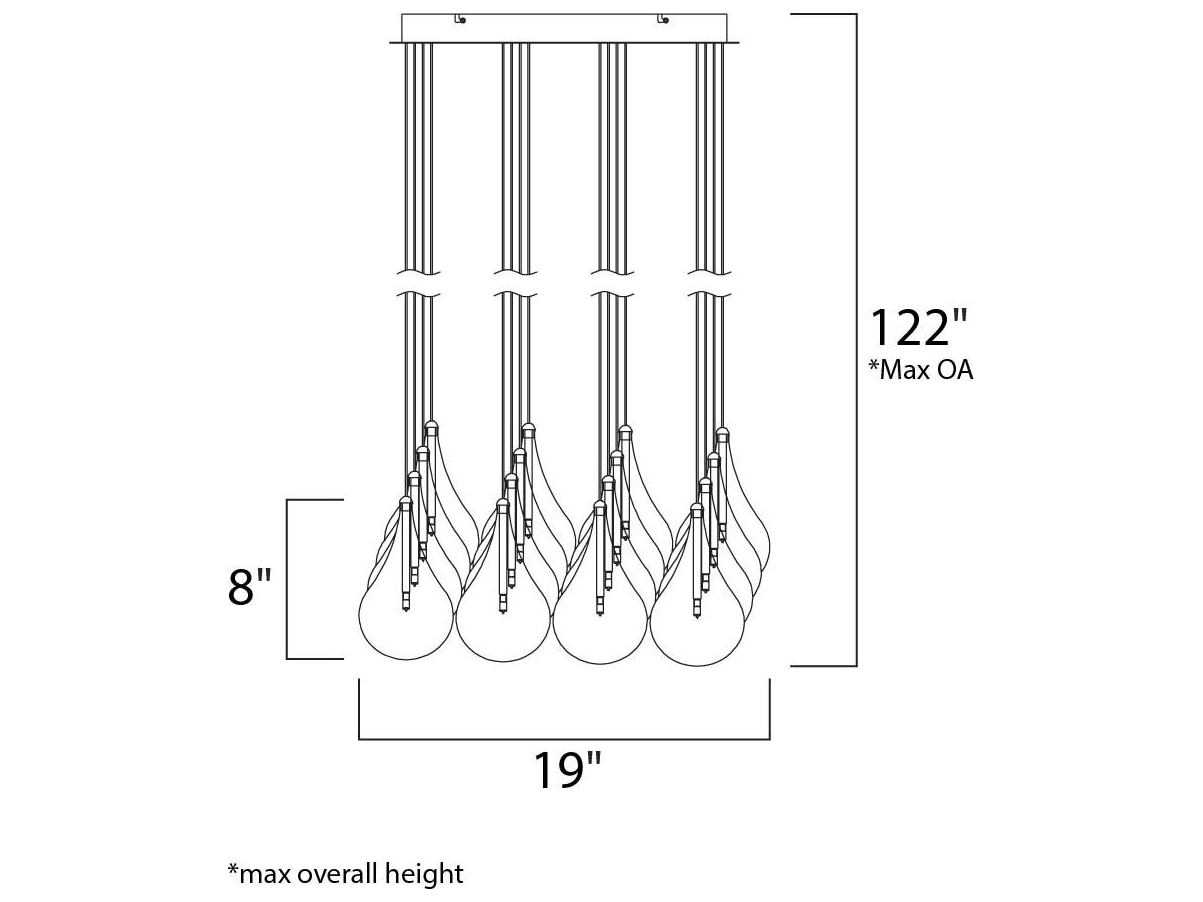 ET2 Larmes 16-Light Polished Chrome Glass Pendant