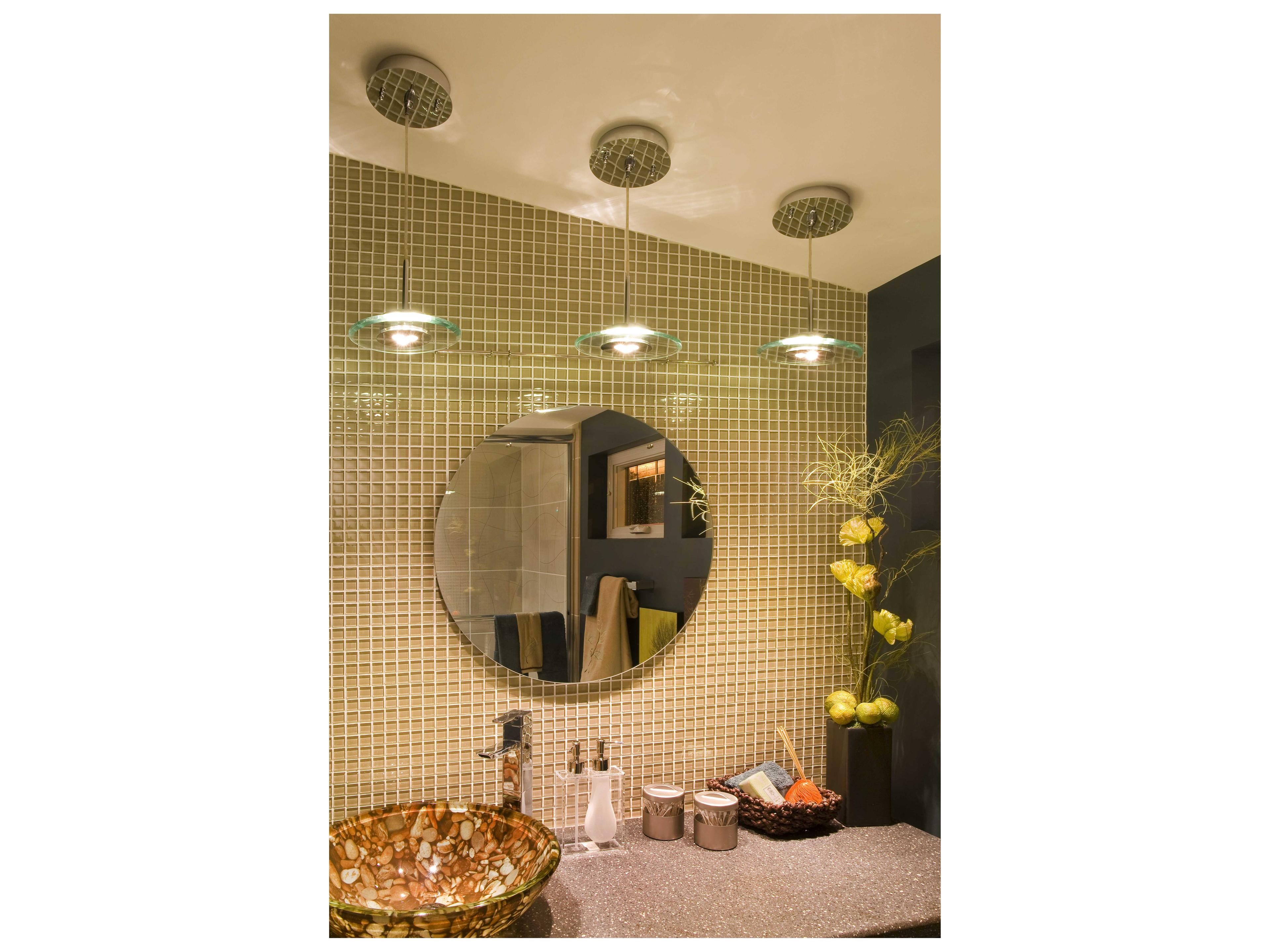 ET2 3-Light Polished Chrome Glass LED Round Mini Pendant