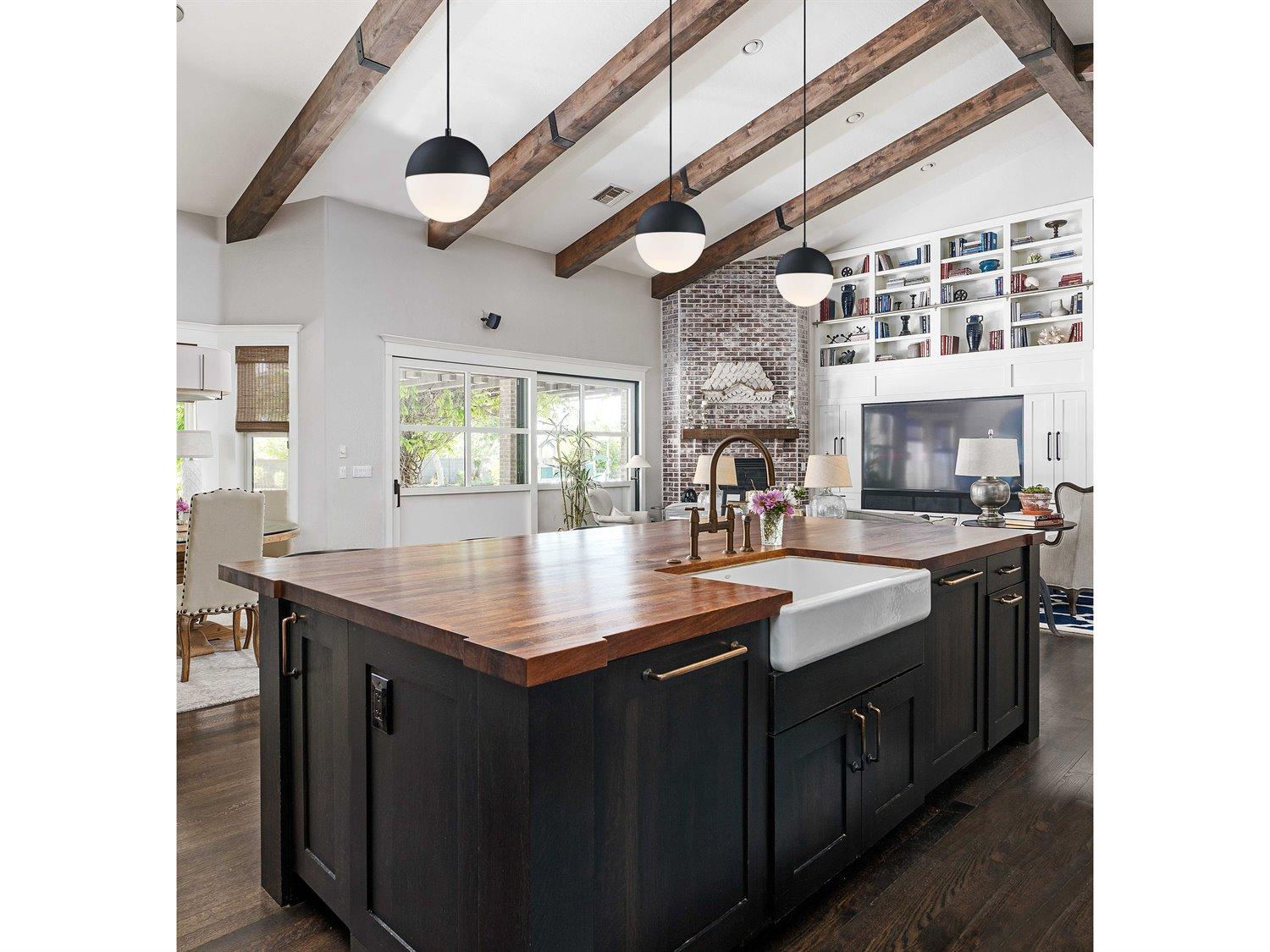 ET2 1-Light Black Glass LED Globe Mini Pendant