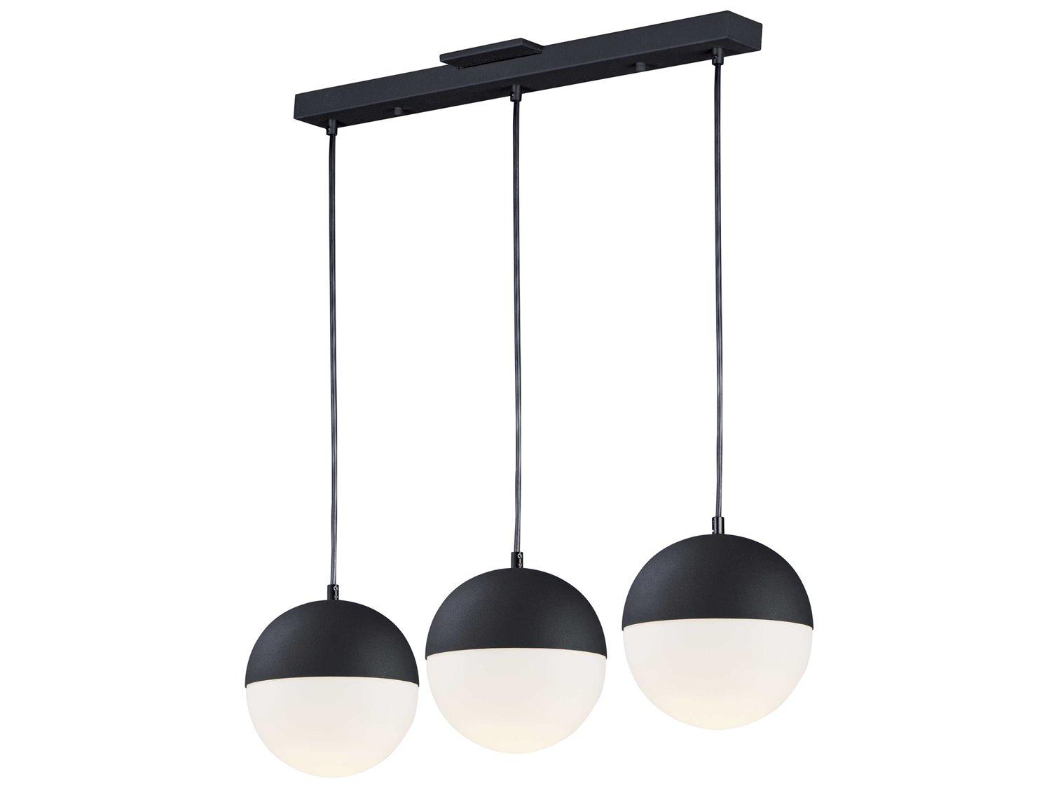 ET2 Half Moon 3-Light Black Glass LED Globe Linear Island Pendant