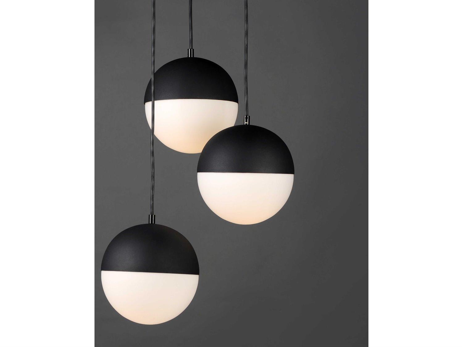 ET2 Half Moon 3-Light Black Glass LED Globe Linear Island Pendant