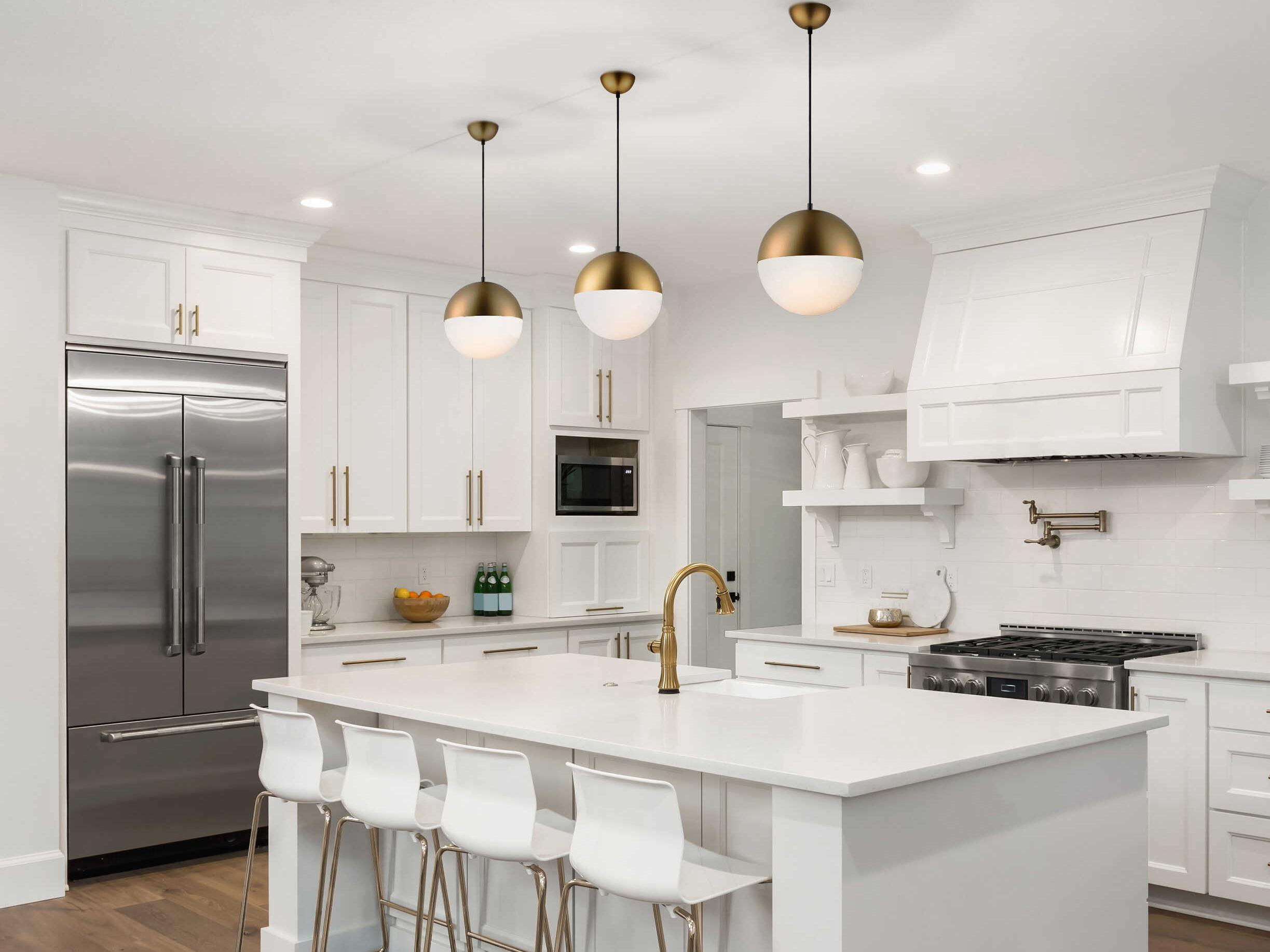 ET2 Half Moon 1-Light Metallic Gold Glass LED Globe Mini Pendant