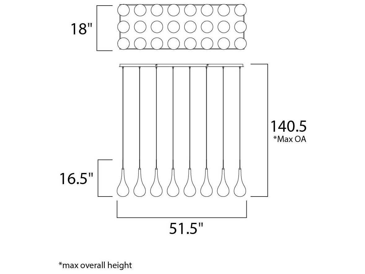 ET2 Larmes Led 24-Light Polished Chrome Glass LED Linear Island Pendant