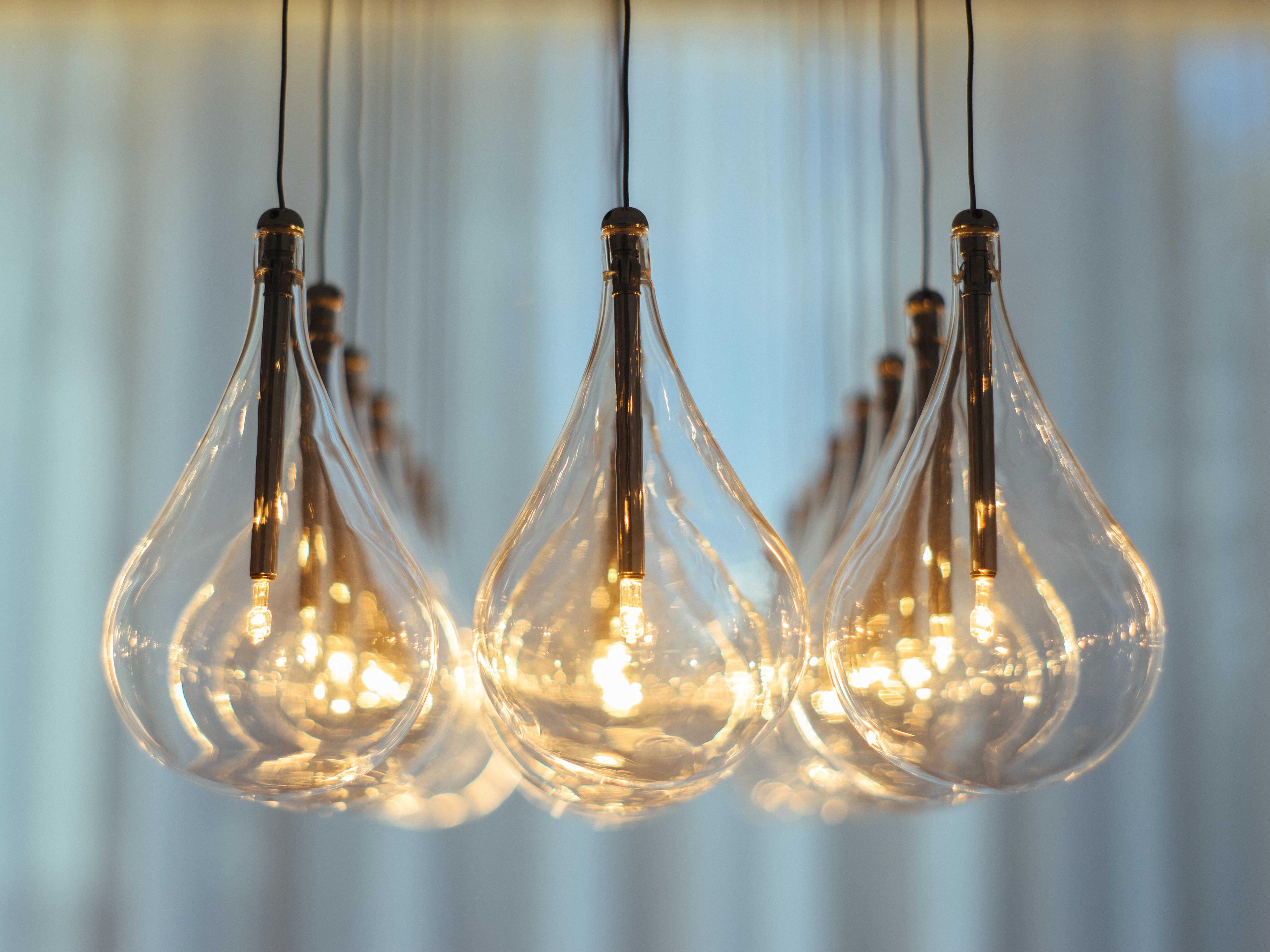 ET2 Larmes Led 24-Light Polished Chrome Glass LED Linear Island Pendant