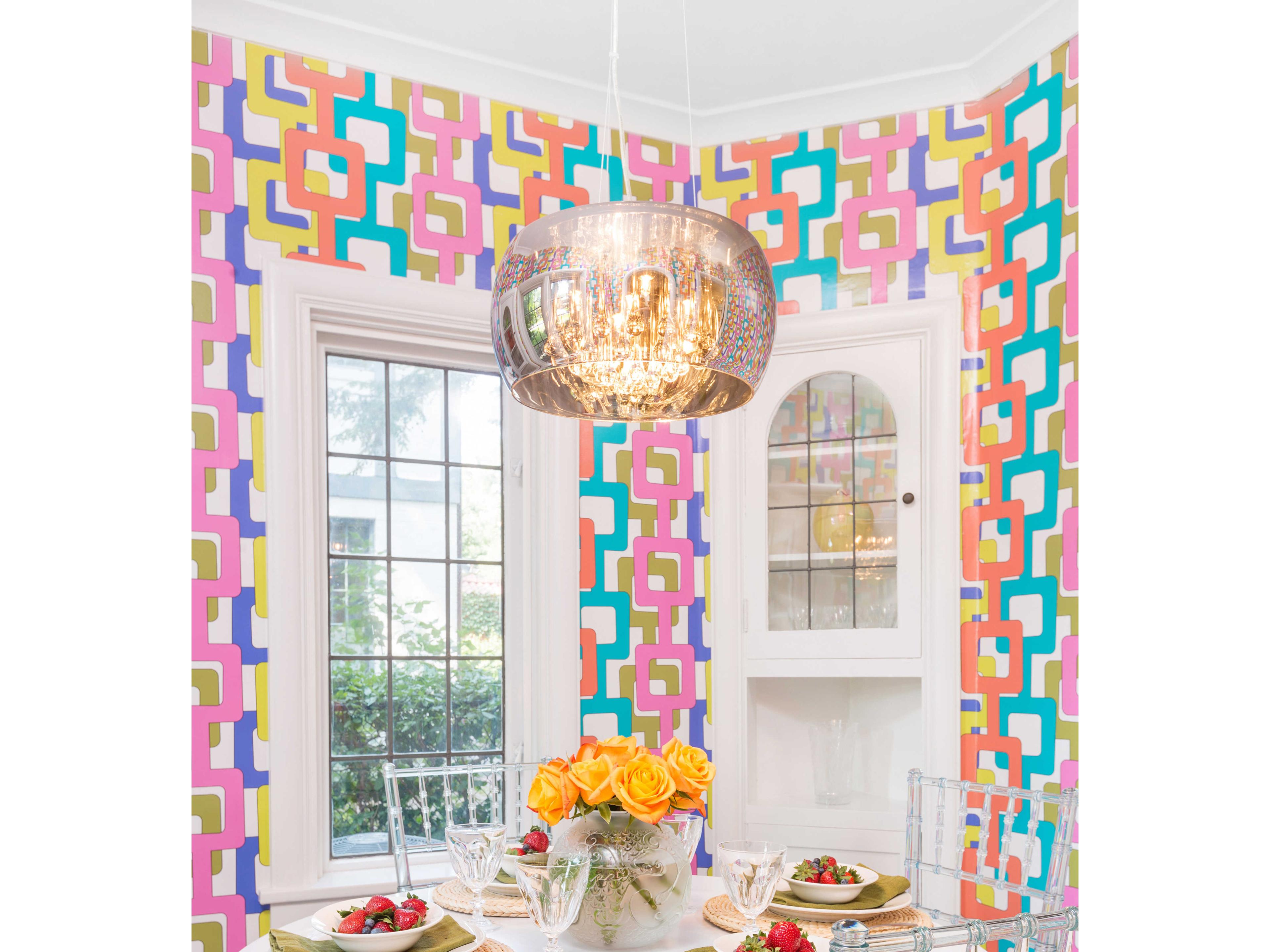 ET2 Sense 6-Light Polished Chrome Glass Drum Pendant