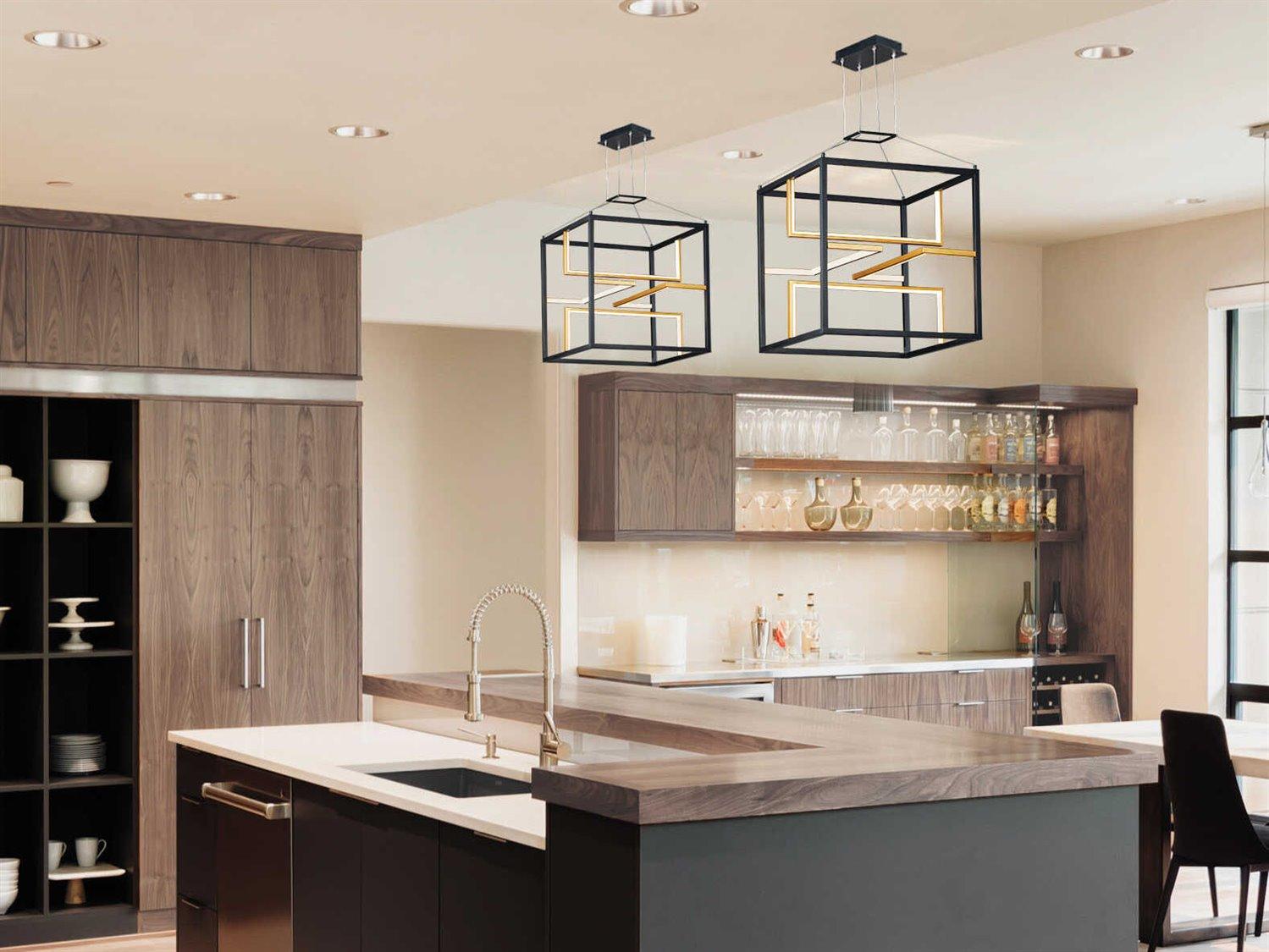 ET2 Chamber 4-Light Black Gold LED Geometric Pendant