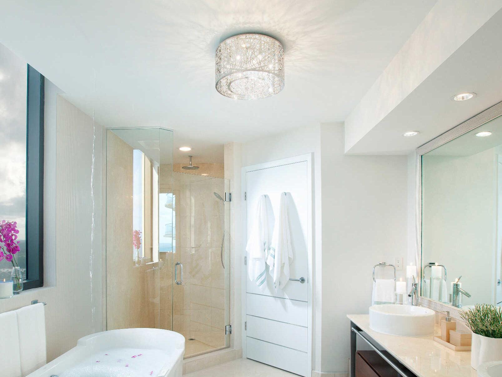 ET2 Inca Polished Chrome Crystal Drum Flush Mount