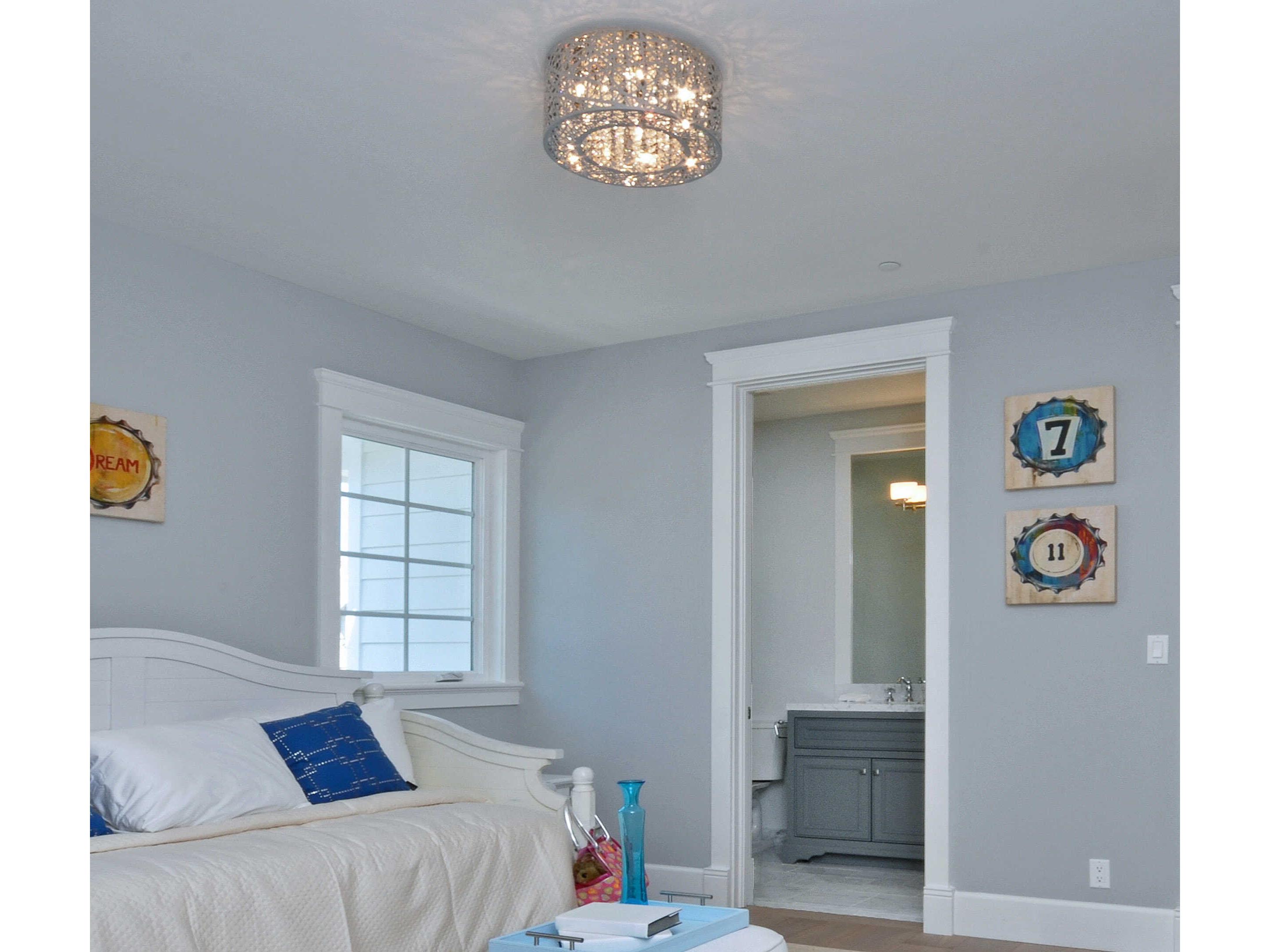 ET2 Inca Polished Chrome Crystal Drum Flush Mount