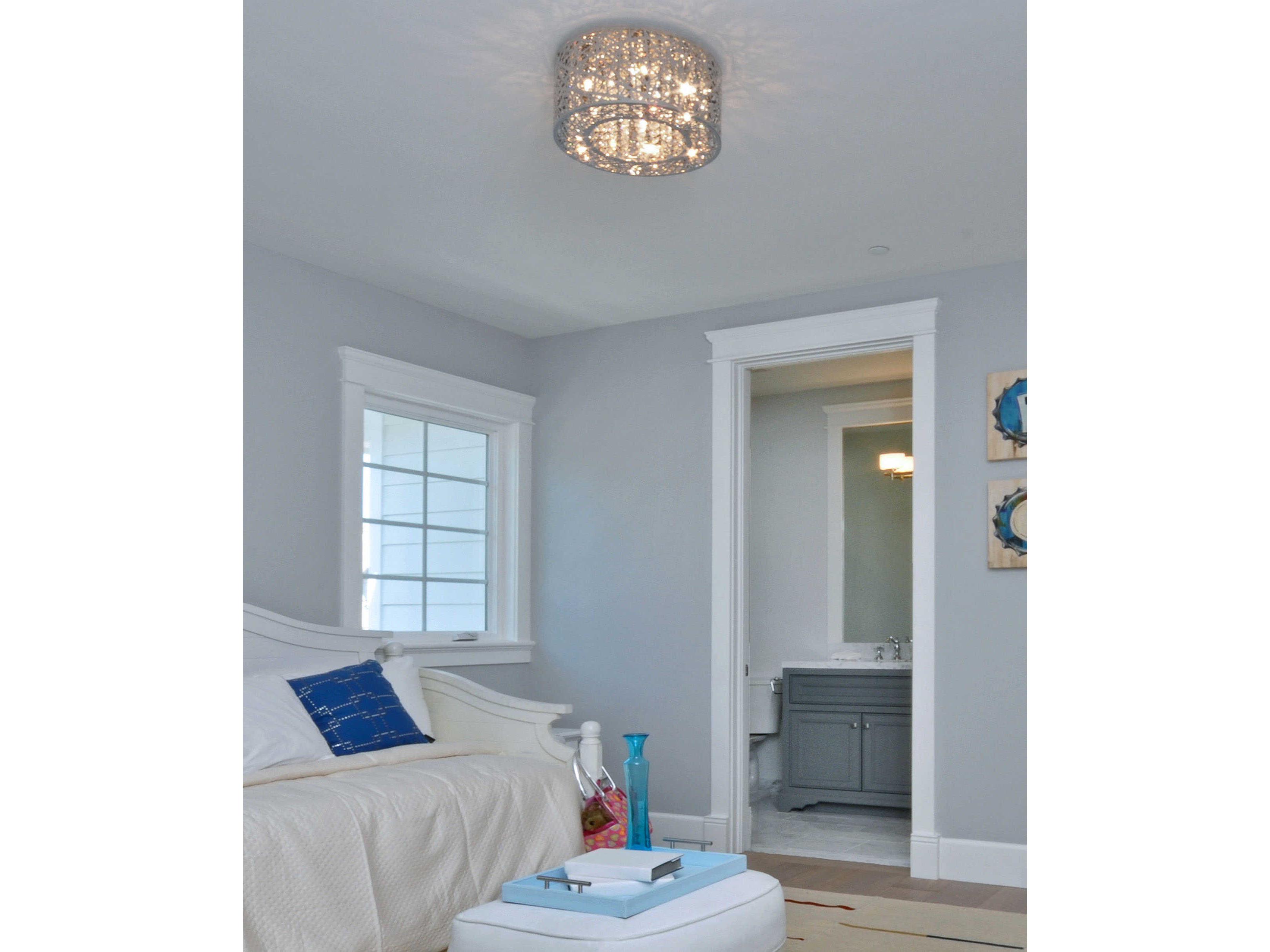 ET2 Inca Polished Chrome Crystal Drum Flush Mount