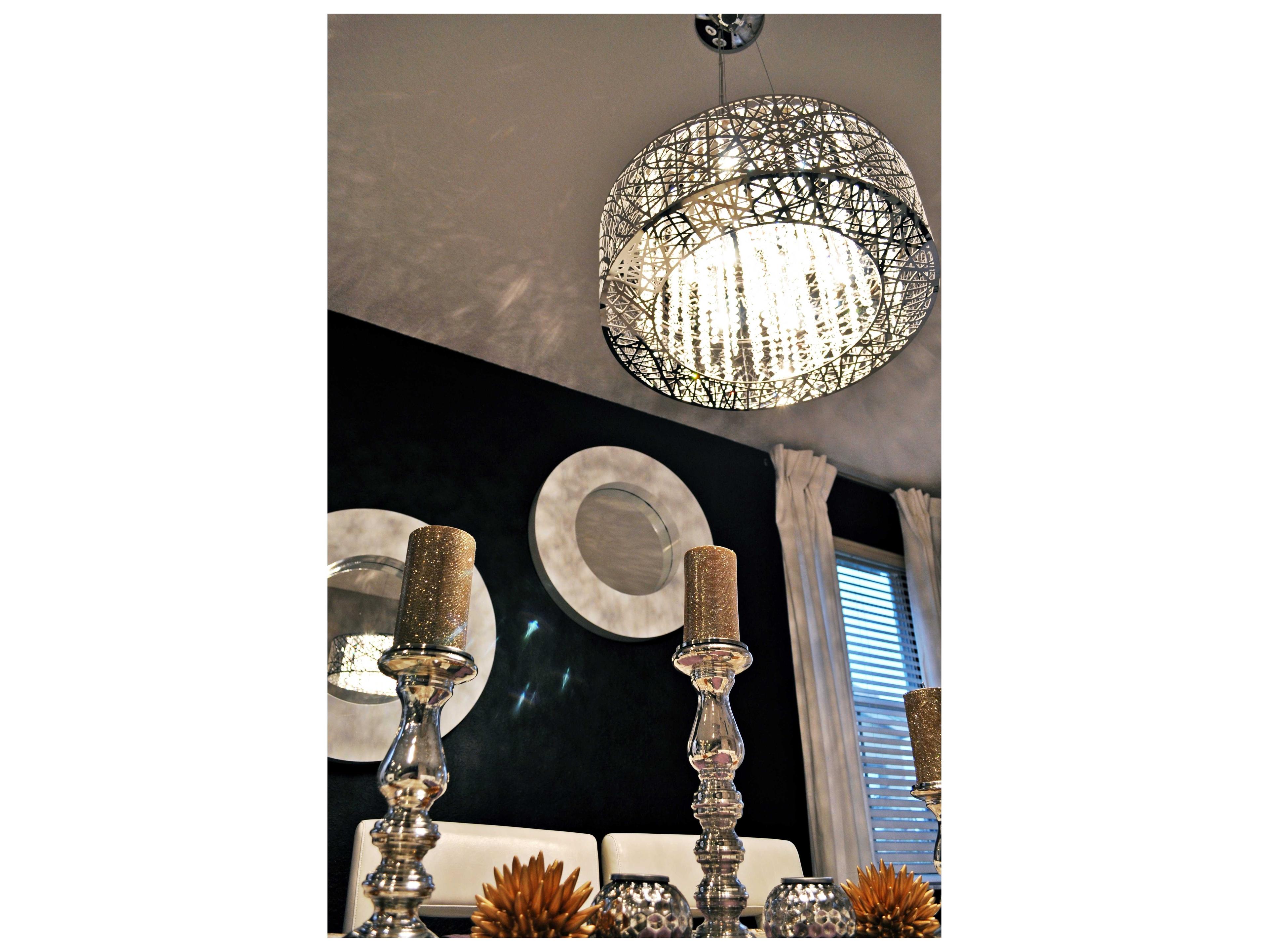 ET2 Inca 9-Light Polished Chrome Crystal LED Drum Pendant