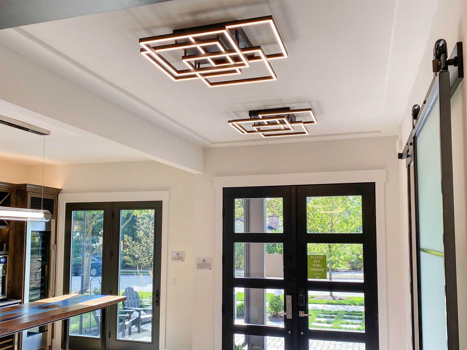 ET2 Traverse Led Black LED Geometric Tiered Semi Flush Mount