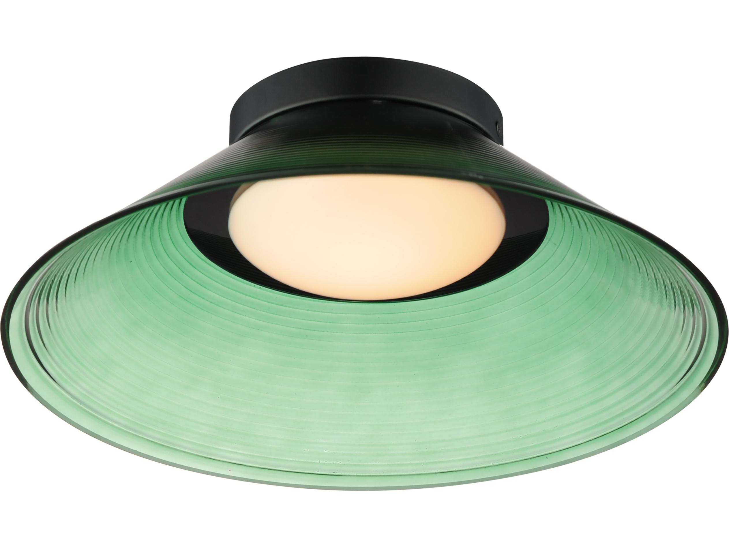 ET2 Jensen 1-Light Black Green Flush Mount