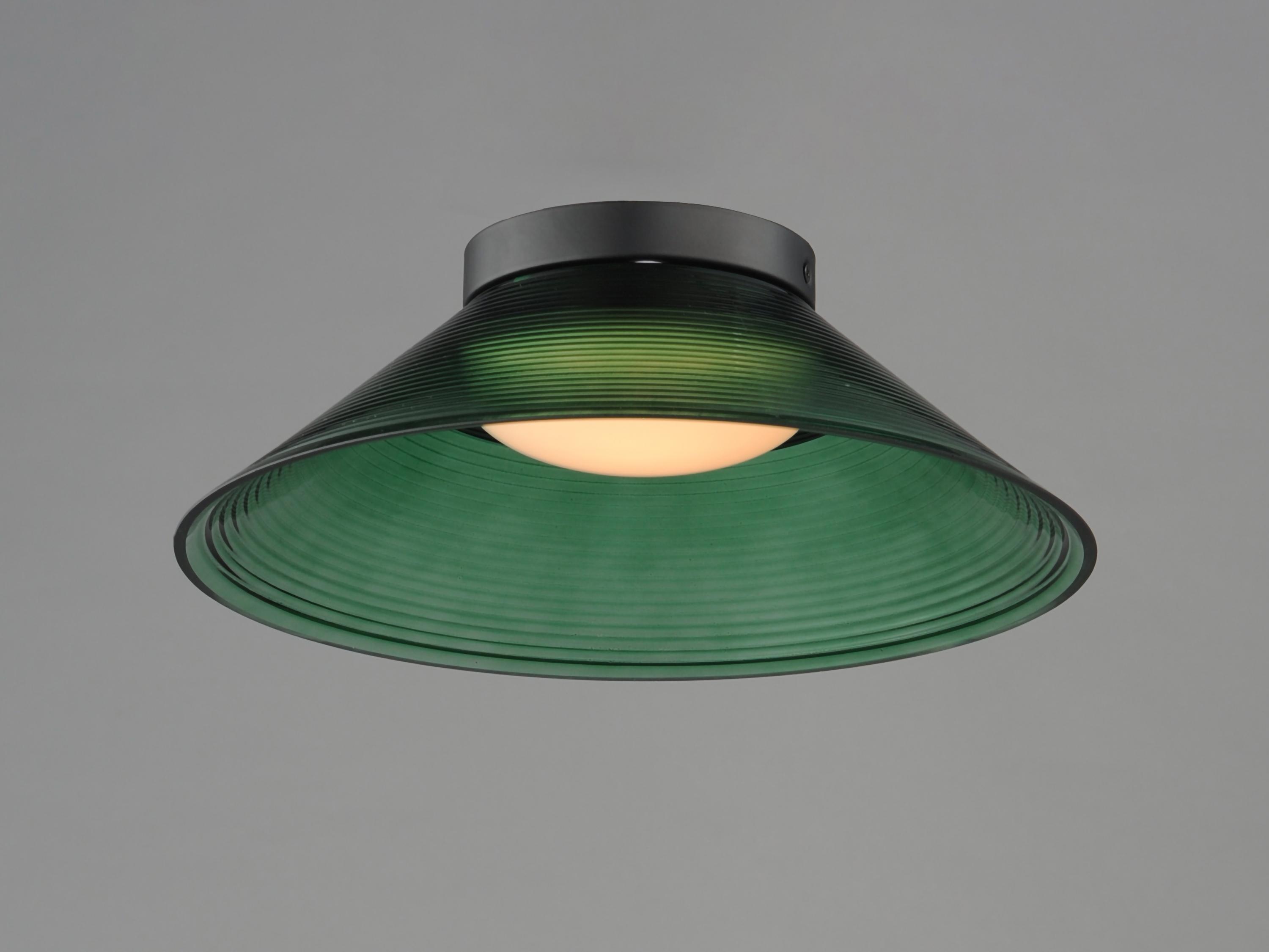 ET2 Jensen 1-Light Black Green Flush Mount