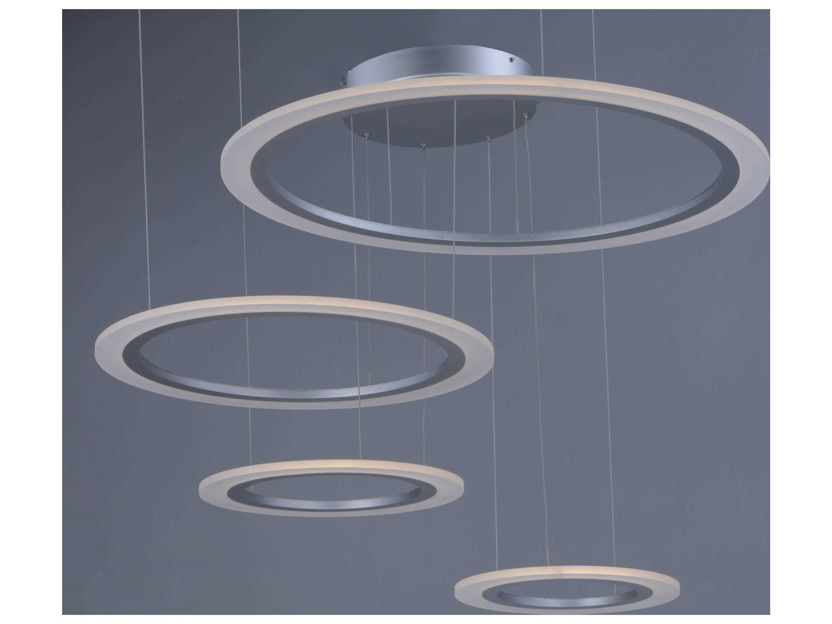 ET2 Saturn Ii Led 4-Light Matte Silver Glass LED Round Tiered Pendant