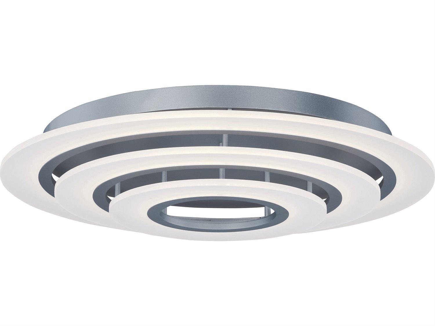 ET2 Saturn Ii Led 3-Light Matte Silver Glass LED Round Tiered Flush Mount