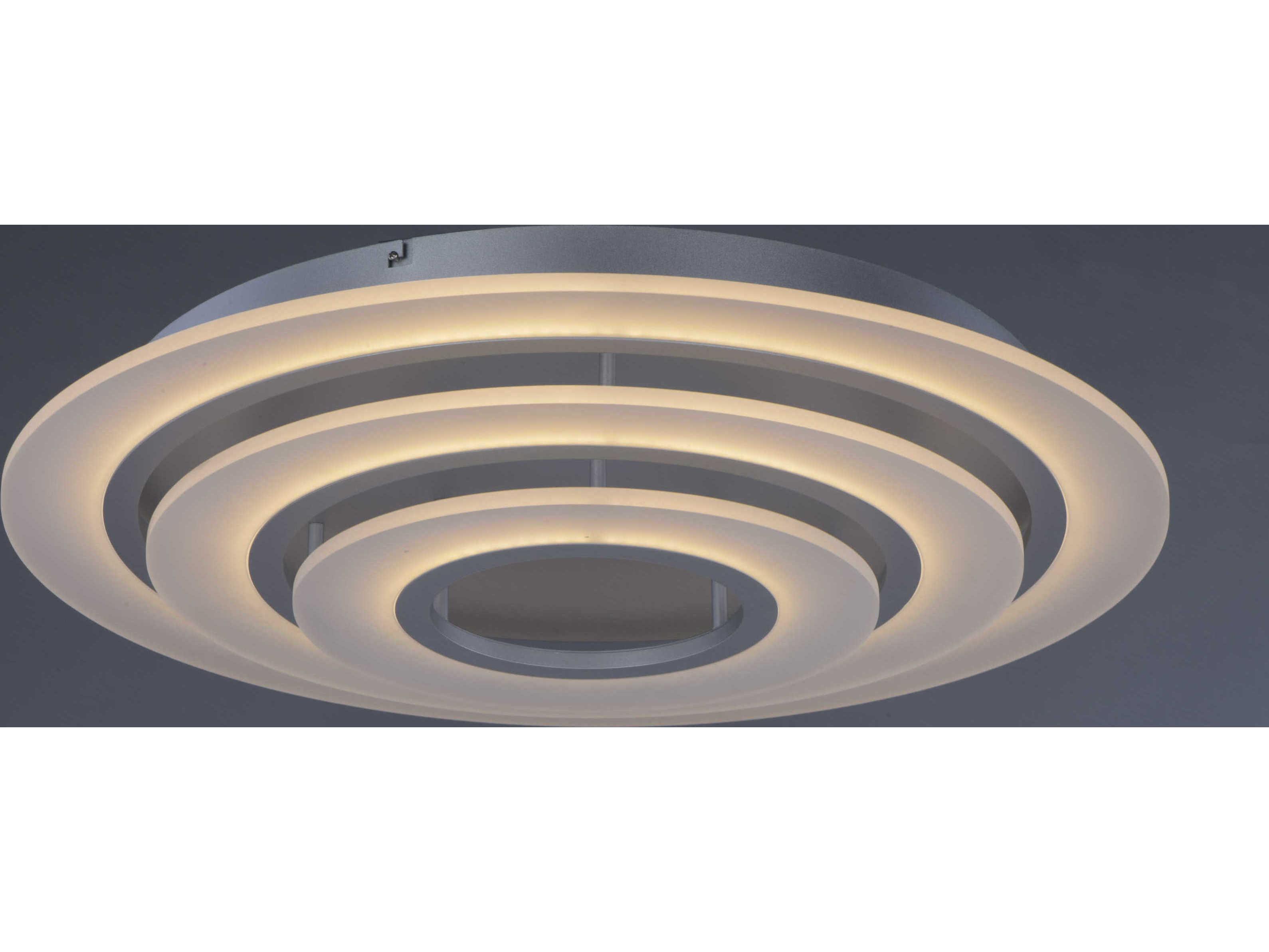 ET2 Saturn Ii Led 3-Light Matte Silver Glass LED Round Tiered Flush Mount