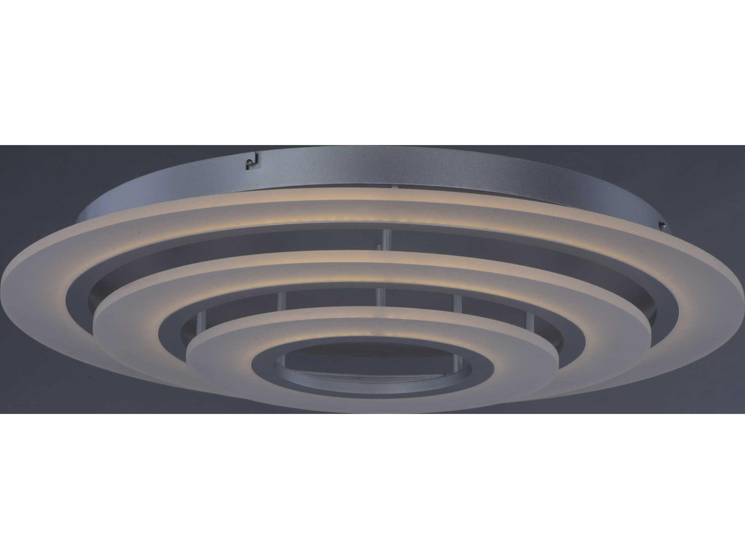 ET2 Saturn Ii Led 3-Light Matte Silver Glass LED Round Tiered Flush Mount