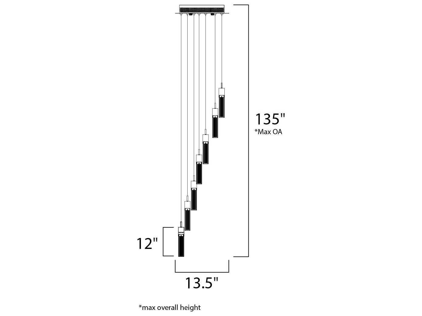 ET2 Fizz Iii 7-Light Bronze Glass LED Cylinder Pendant