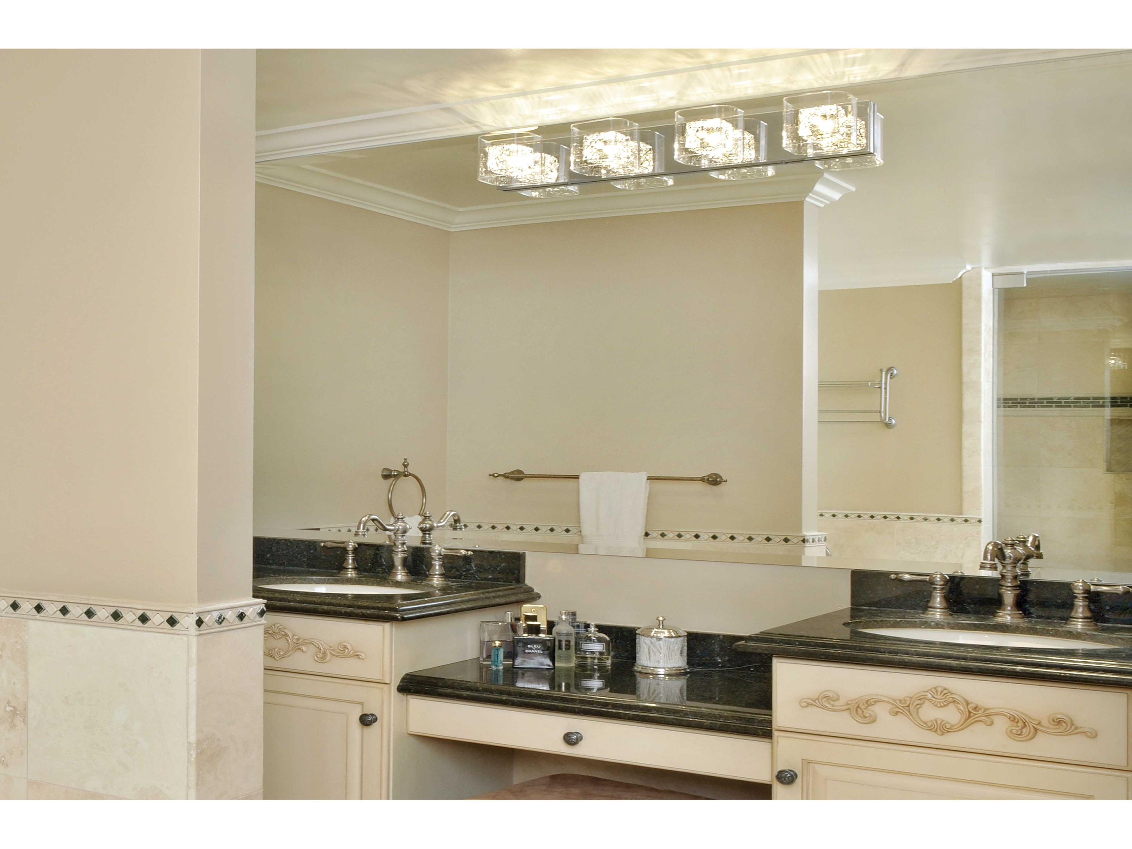 ET2 Gem 4-Light Polished Chrome Crystal Glass Vanity Light