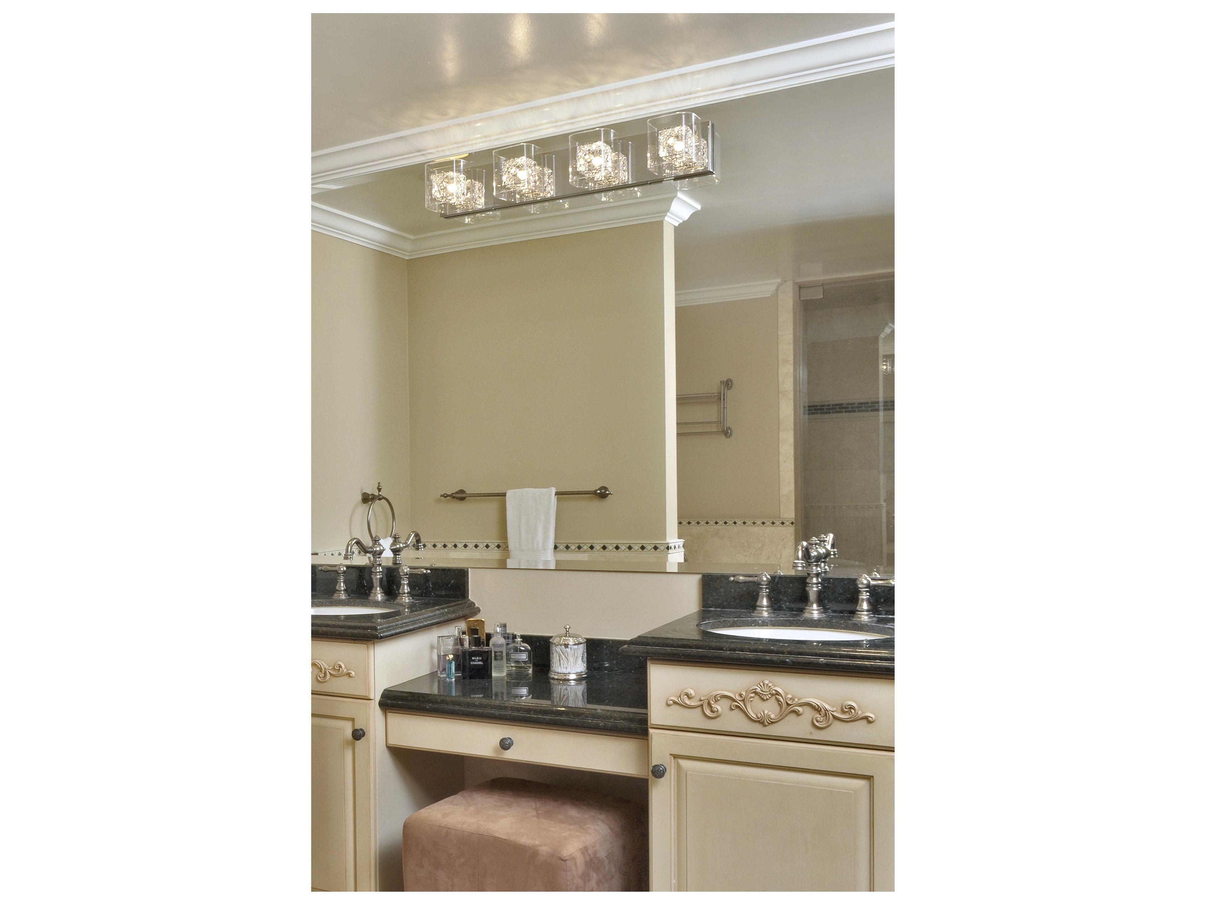 ET2 Gem 4-Light Polished Chrome Crystal Glass Vanity Light