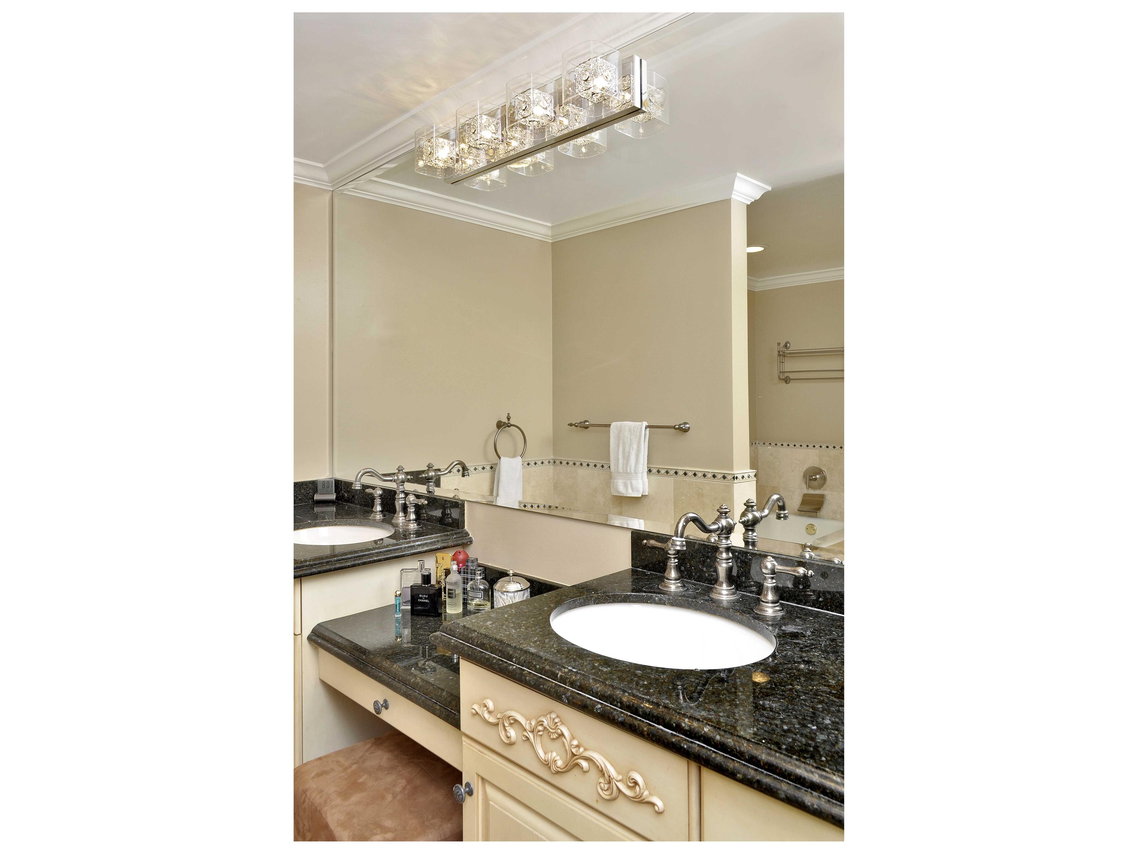 ET2 Gem 4-Light Polished Chrome Crystal Glass Vanity Light