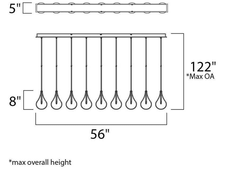 ET2 Larmes 9-Light Polished Chrome Glass Linear Island Pendant
