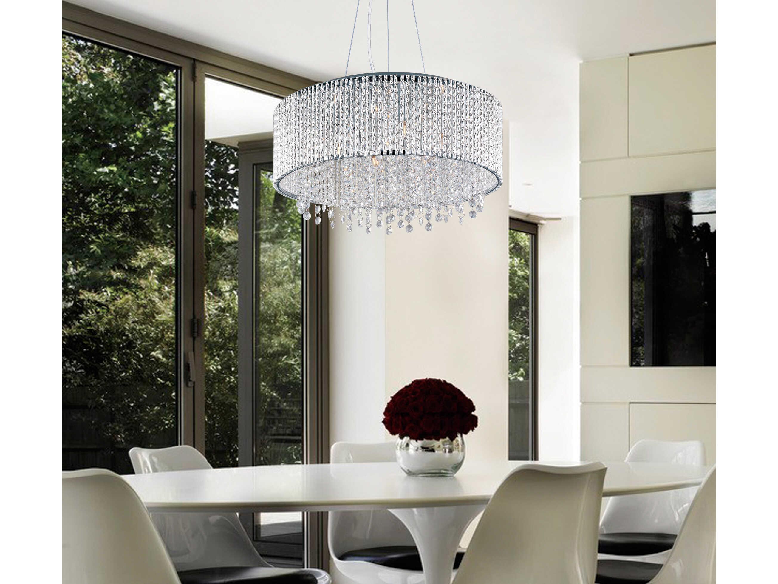 ET2 Spiral 1-Light Polished Chrome Crystal Drum Pendant