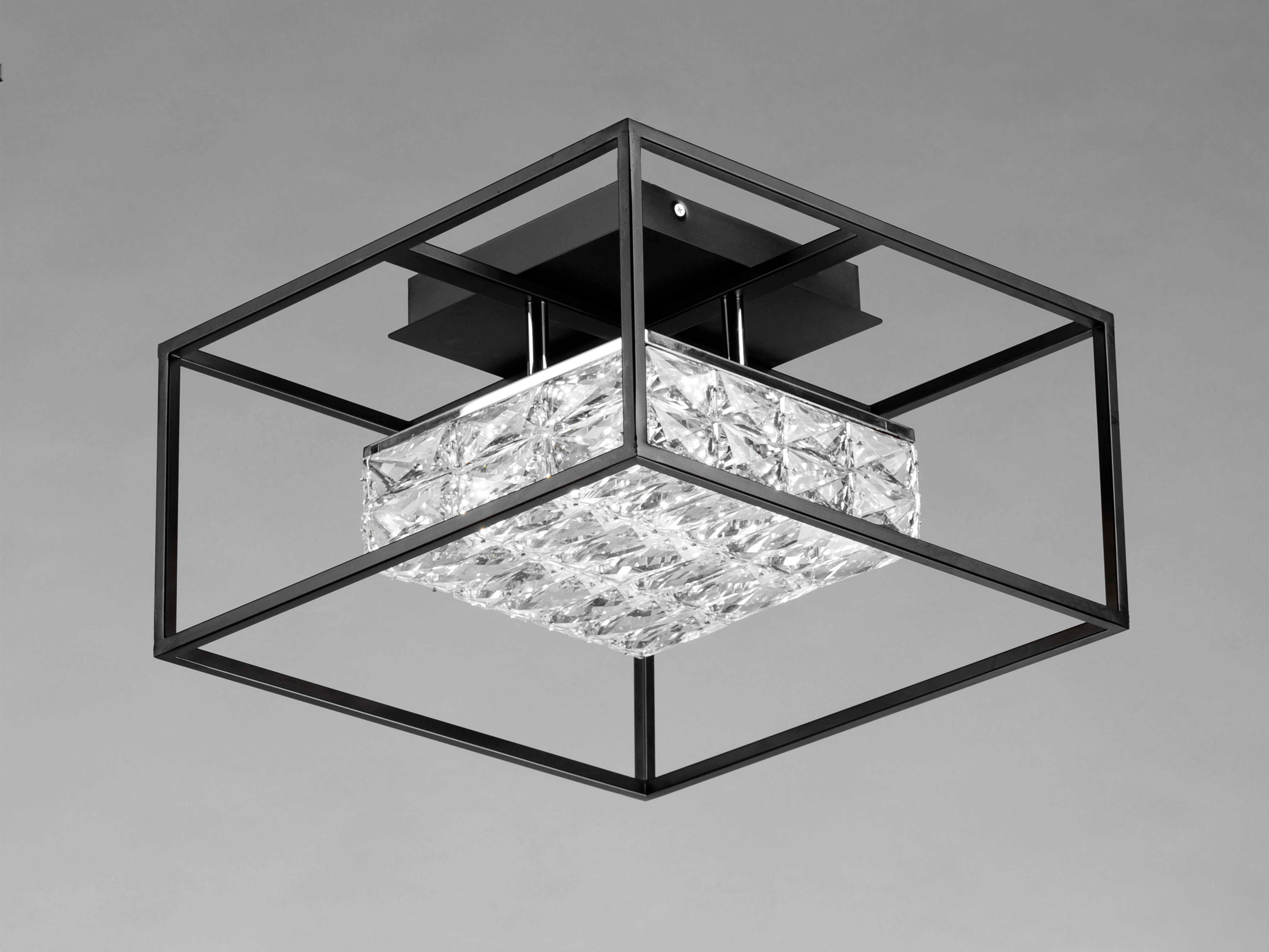 ET2 Zephyr 1-Light Black Crystal LED Geometric Flush Mount