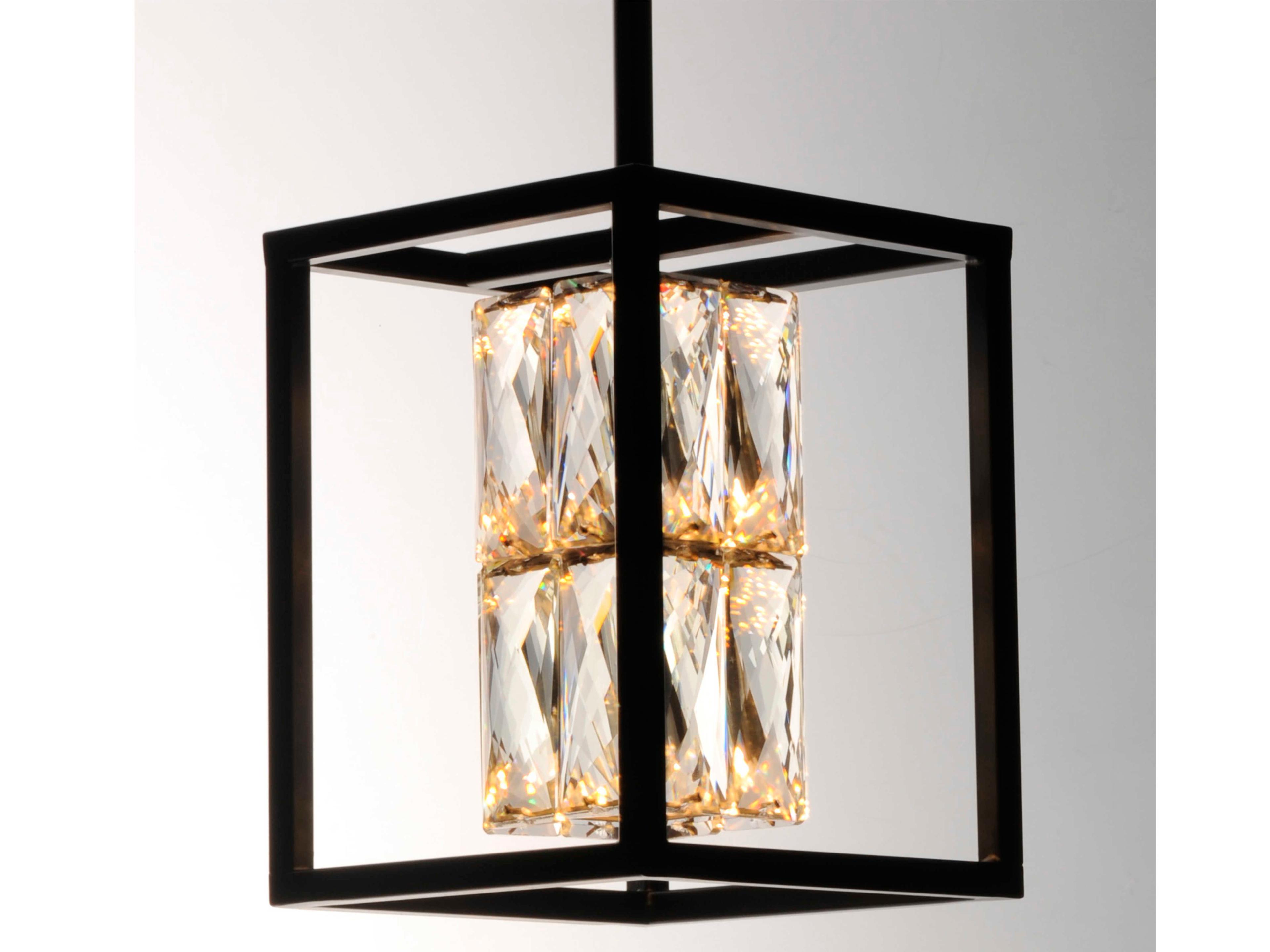 ET2 1-Light Black Crystal LED Geometric Mini Pendant