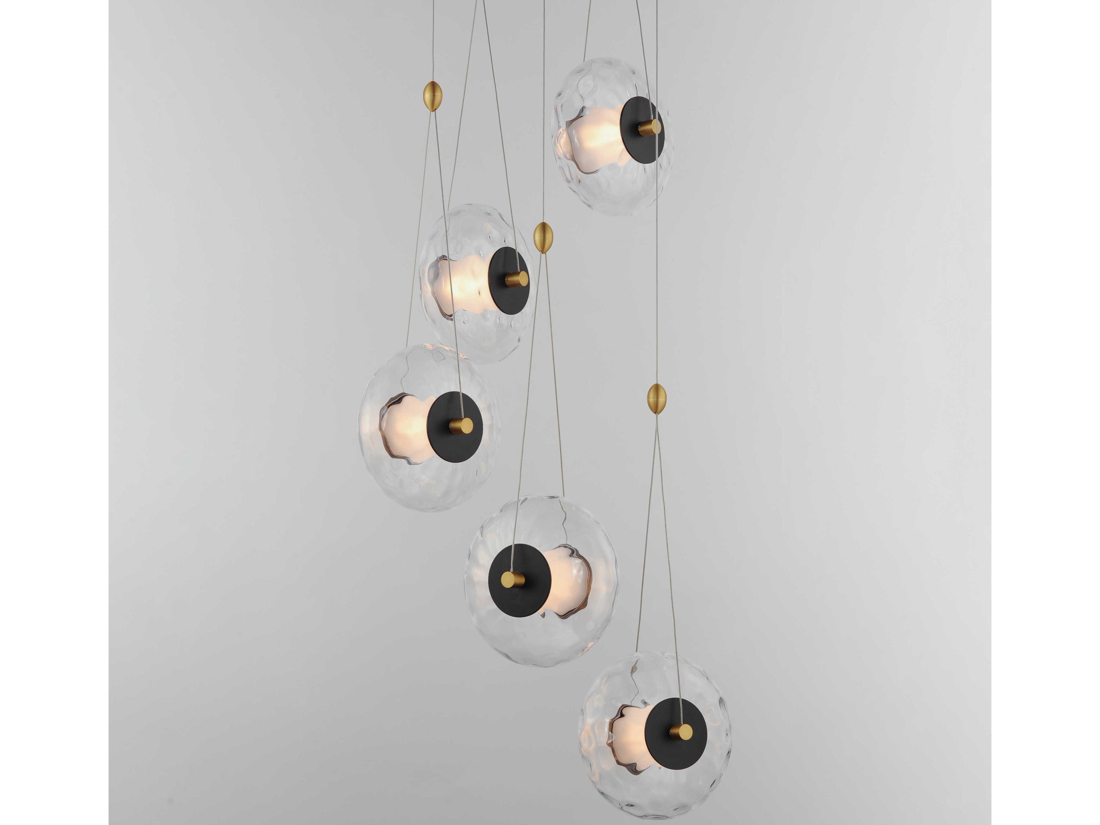 ET2 Amulet 5-Light Black Natural Aged Brass Round Pendant