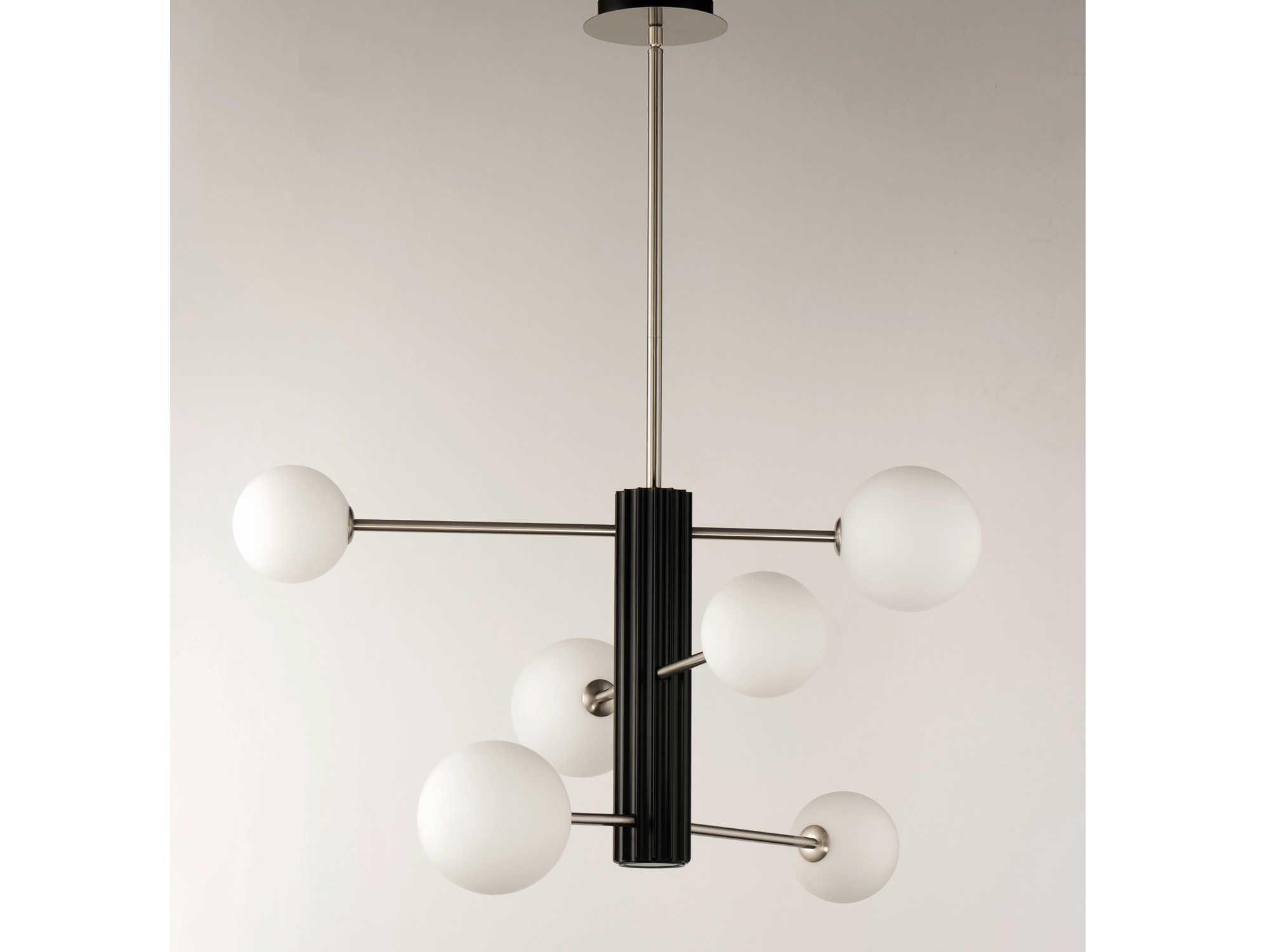 ET2 Cog 7-Light Black Satin Nickel Glass LED Globe Tiered Chandelier