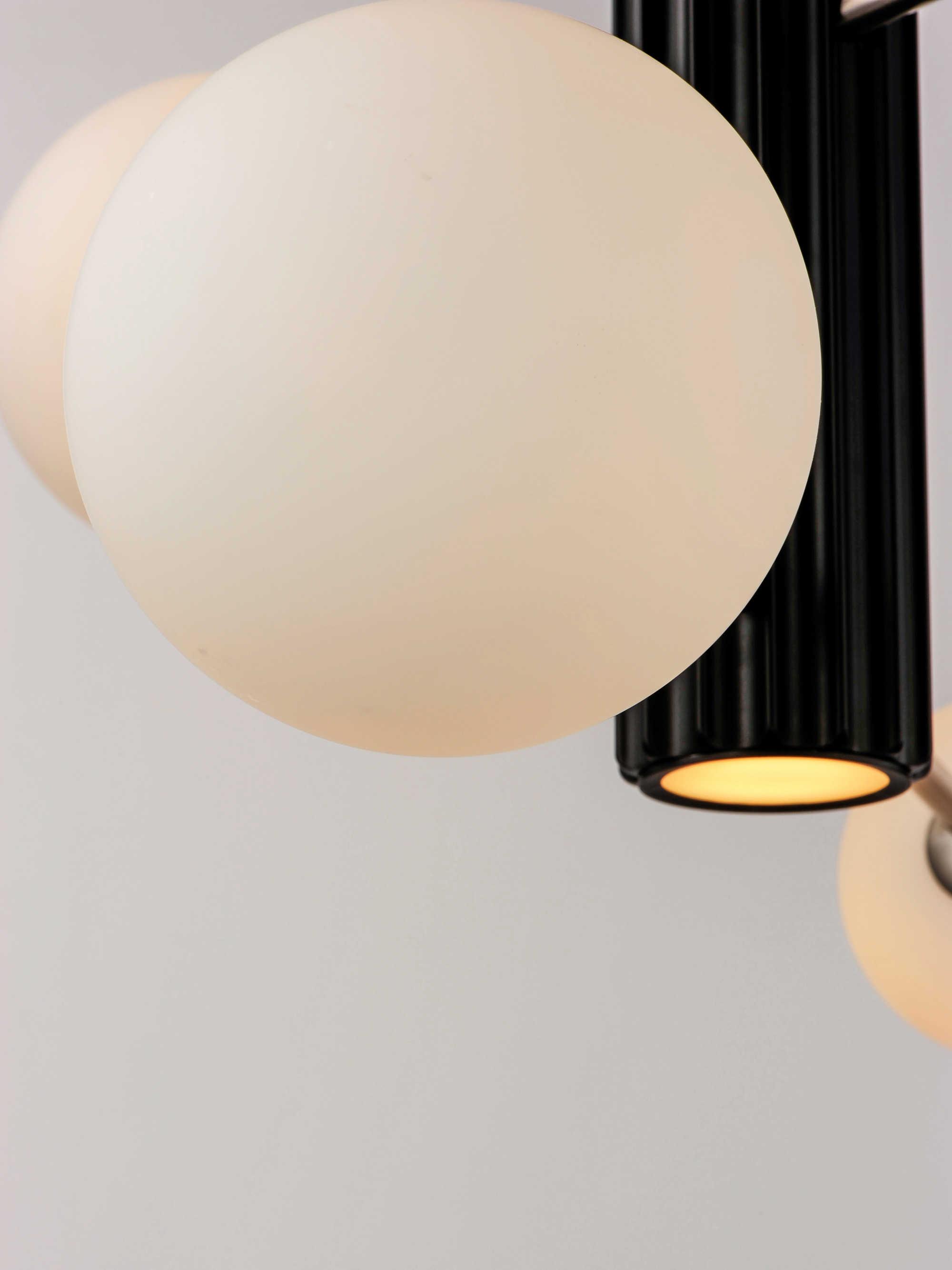 ET2 Cog 7-Light Black Satin Nickel Glass LED Globe Tiered Chandelier