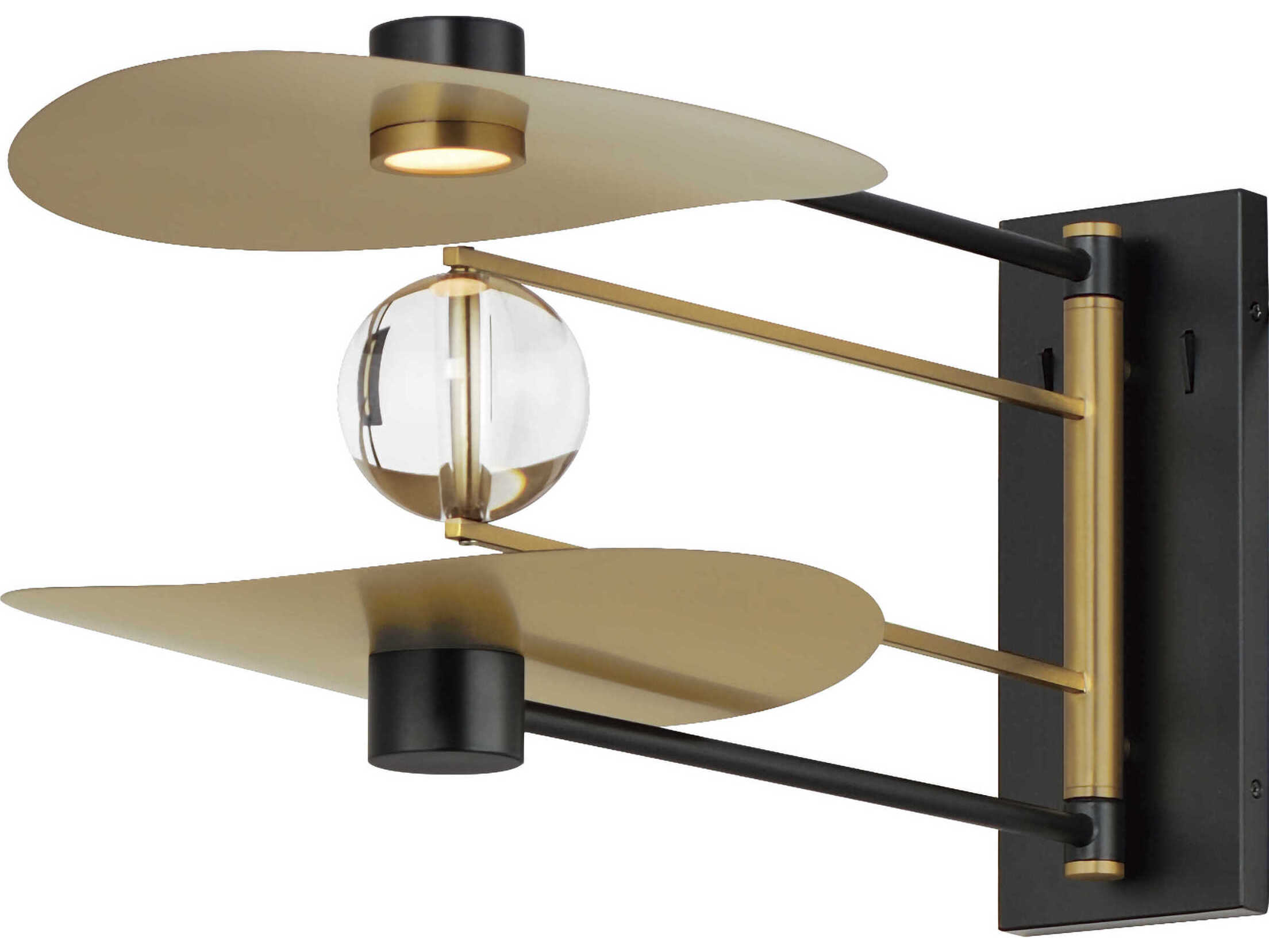 ET2 Pearl 2-Light Black Natural Aged Brass Crystal LED Wall Sconce